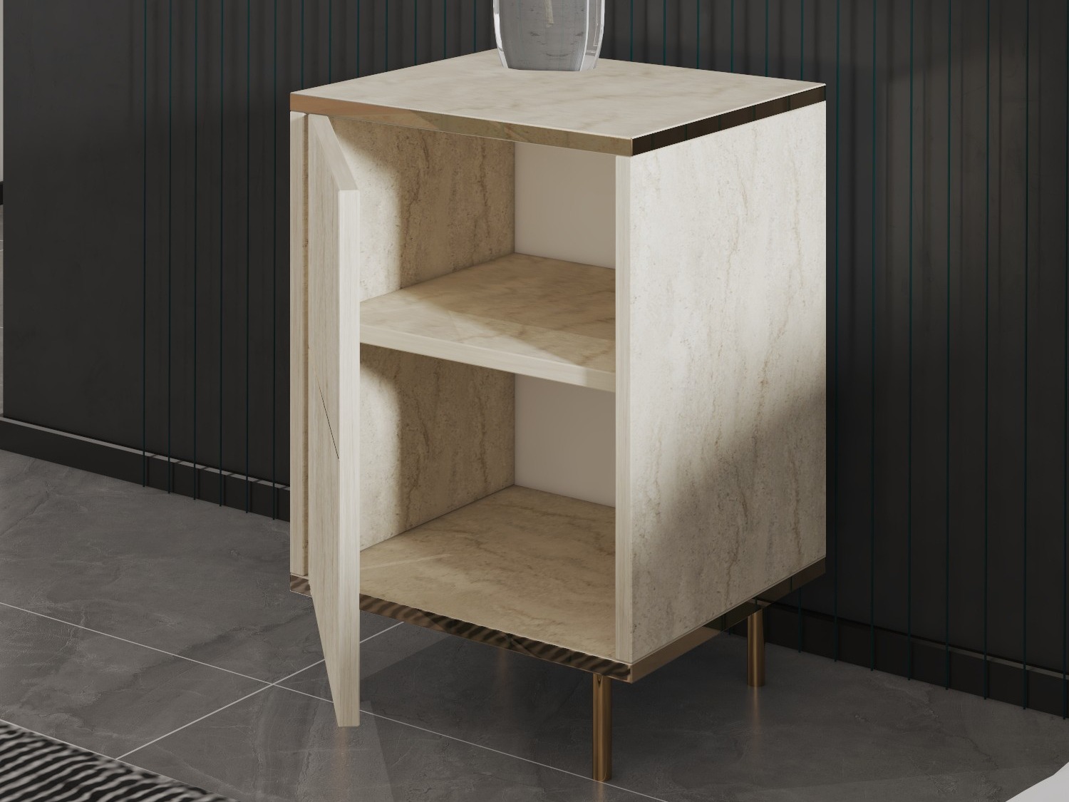 Mesilla de noche Kailua 2575 (Claro Travertine + Dorado)