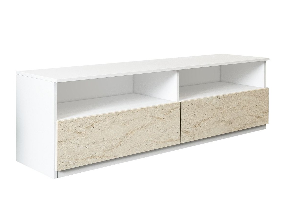 Mueble TV Kailua 2577 (Blanco + Claro Travertine)