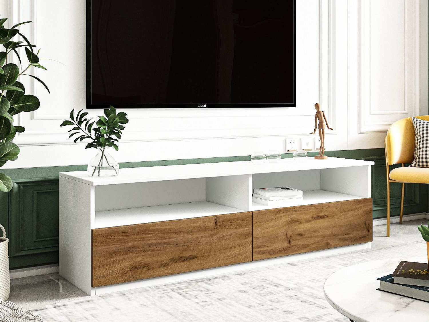 Mueble TV Kailua 2577 (Blanco + Luminoso madera)