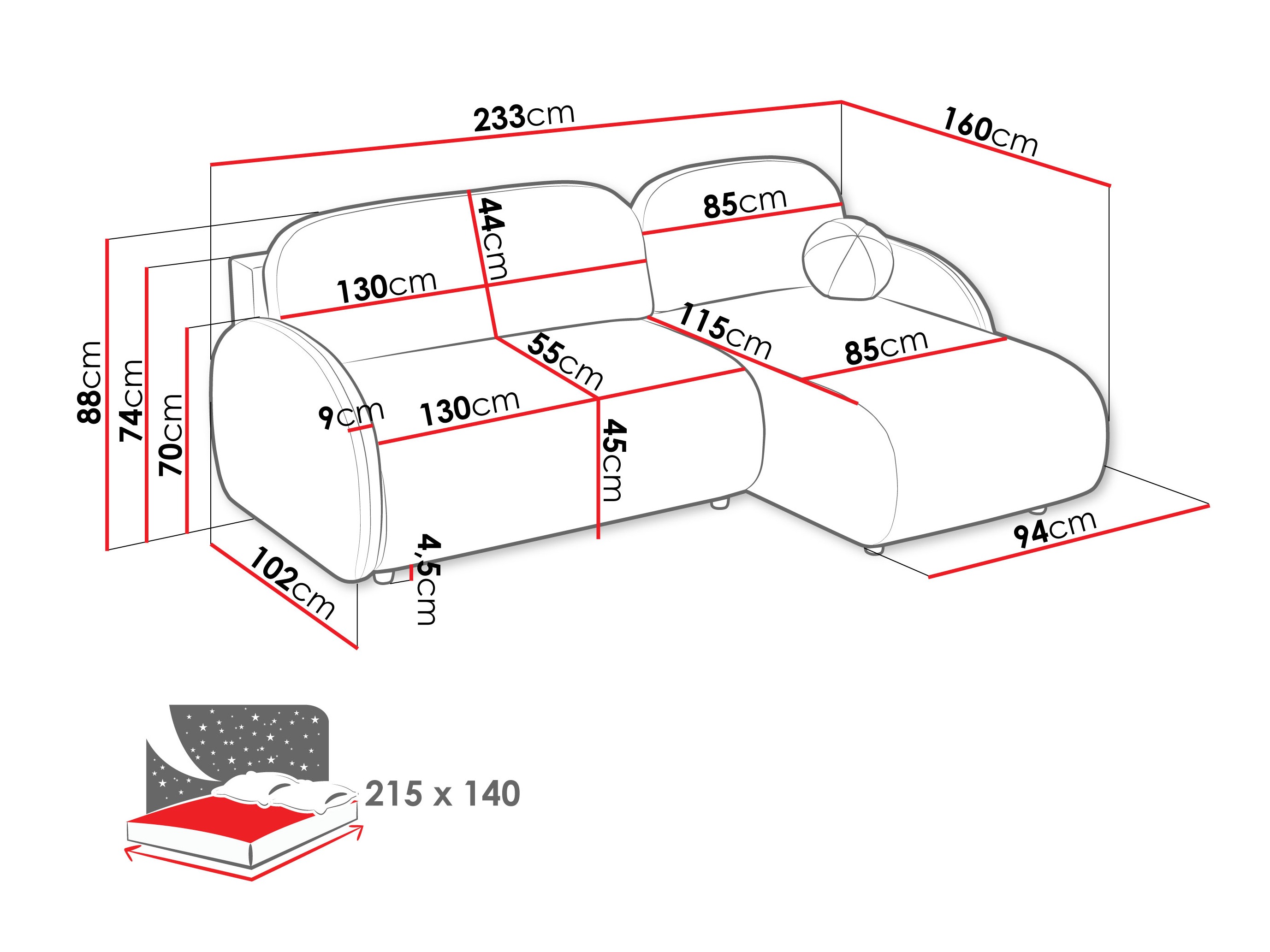 Sofá rinconero Columbus 249 (Sereno 684)