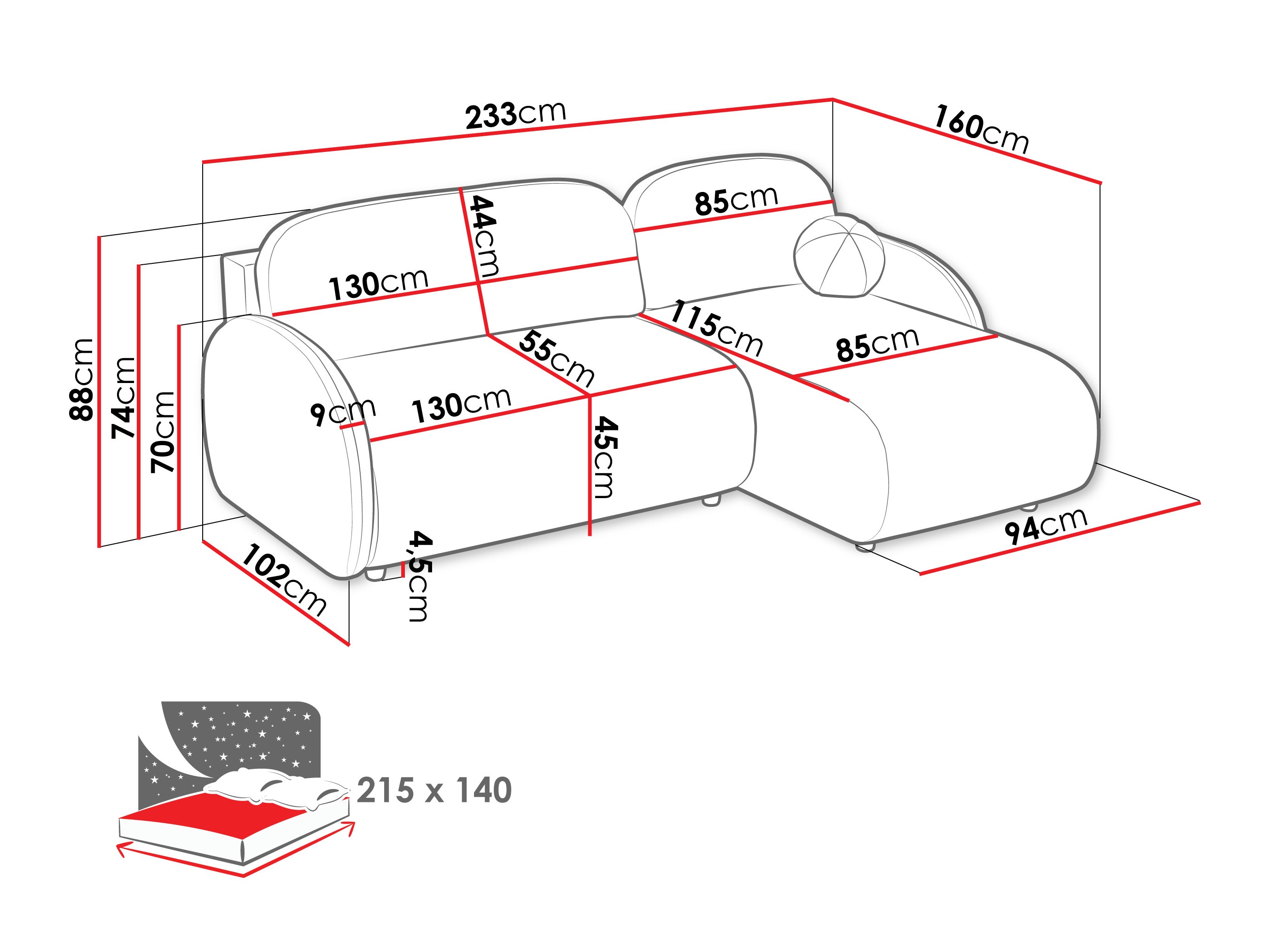 Sofá rinconero Columbus 249 (Sereno 692)