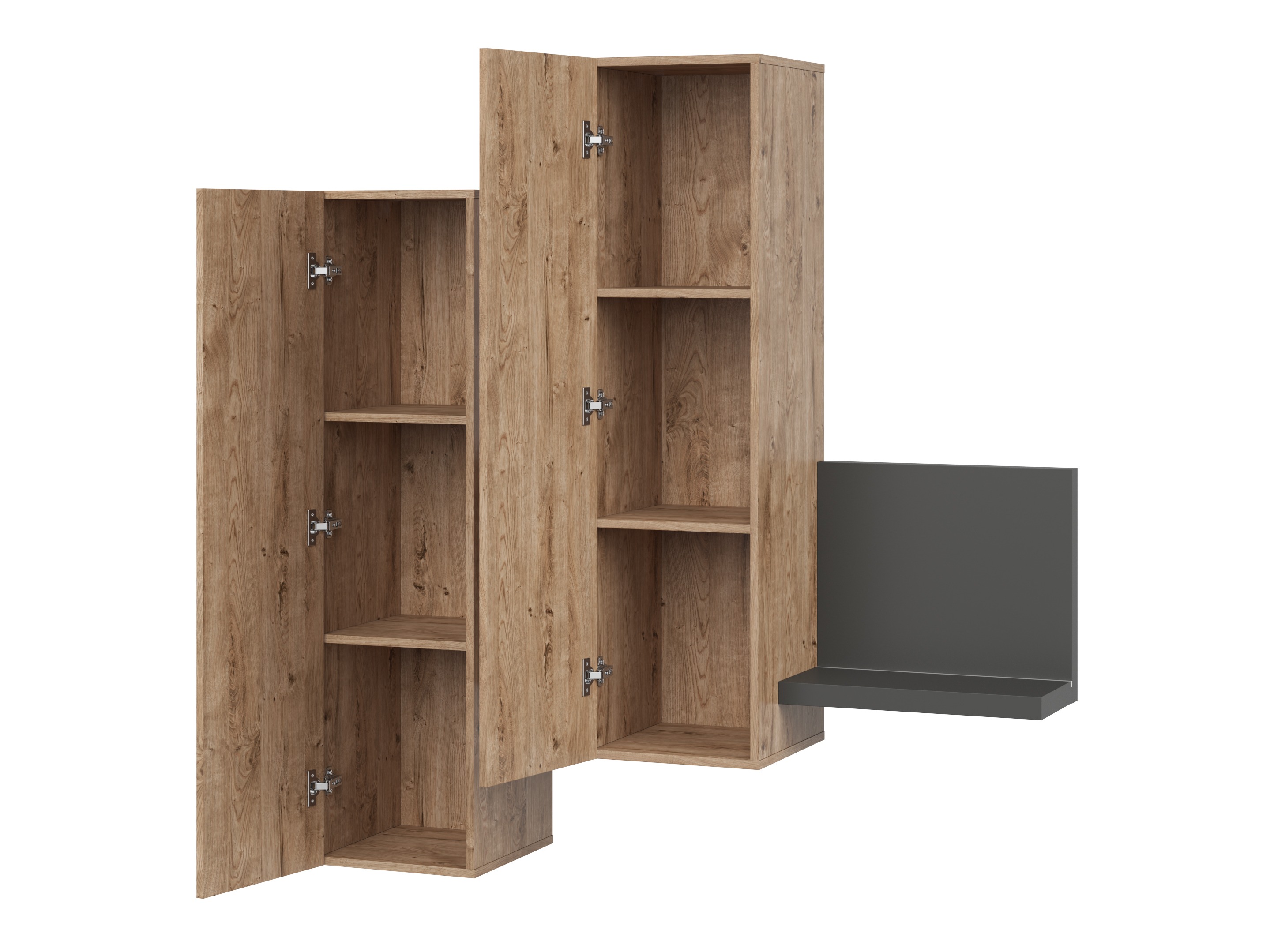 Armario de pared Lutiva 101 (Antracita + Ribbec roble)