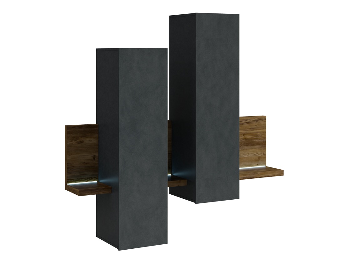 Armario de pared Lutiva 101 (Madera gris + Abeto oscuro)