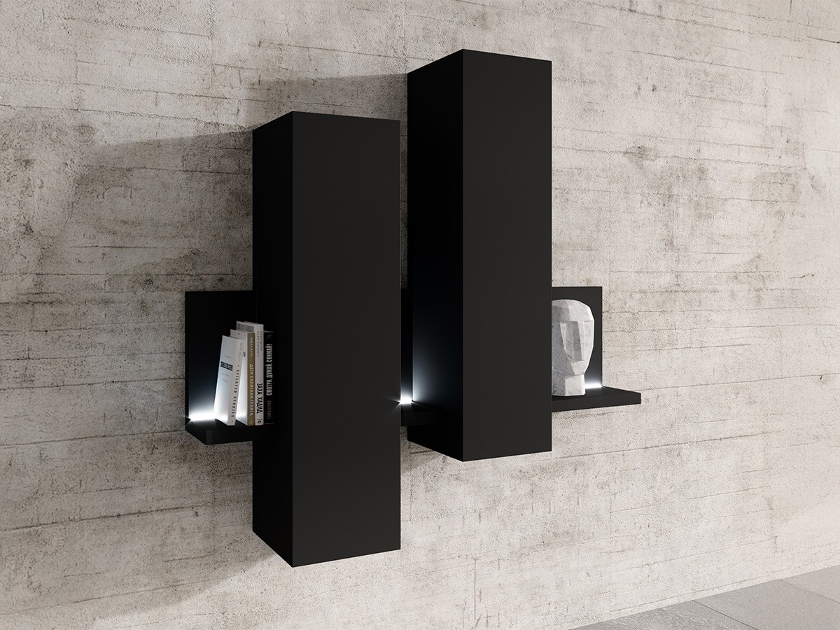 Armario de pared Lutiva 101 (Negro mate)