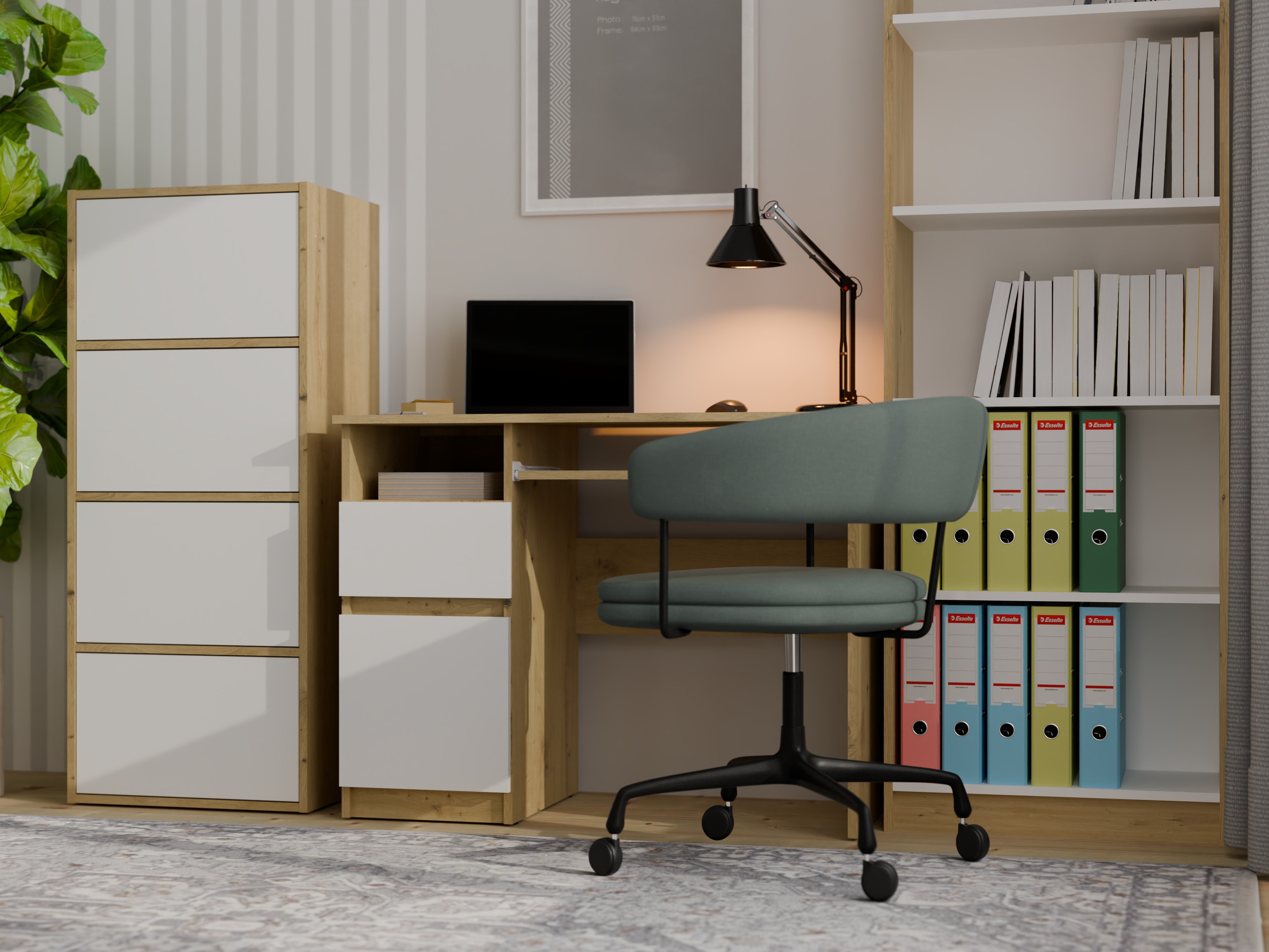 Aparador Mandeville 298 (Blanco + Roble Artisan)