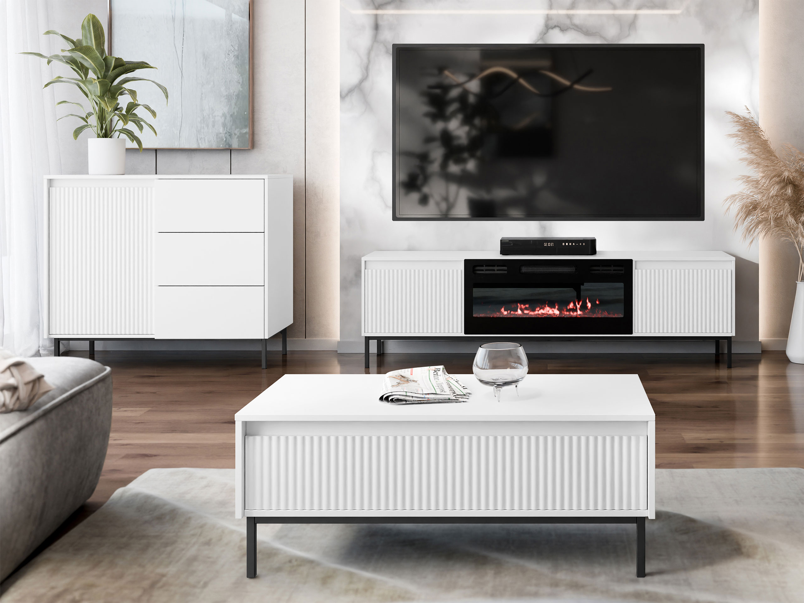 Conjunto de salón Comfivo Delruva 110 (Blanco)