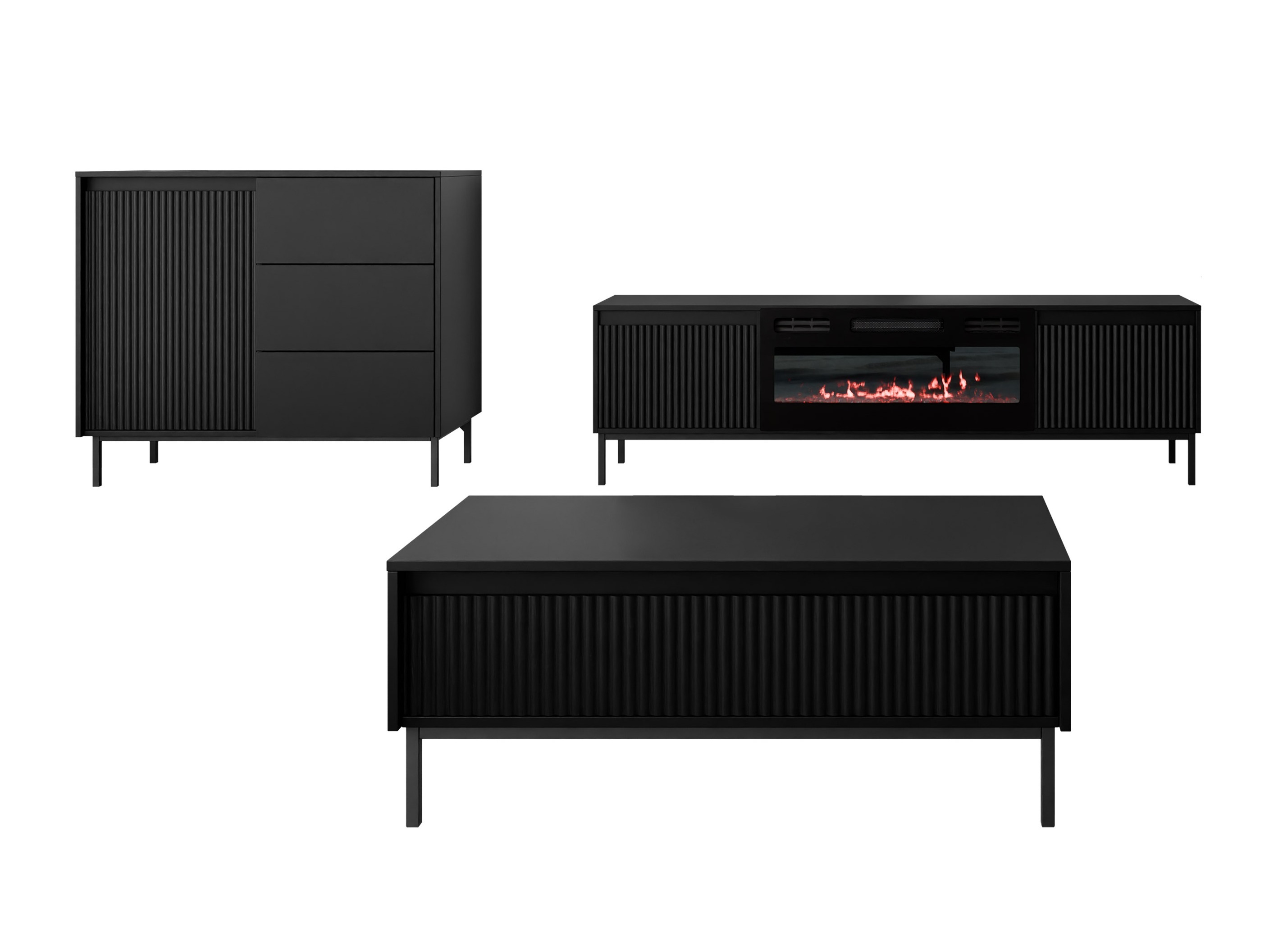 Conjunto de salón Comfivo Delruva 110 (Negro)