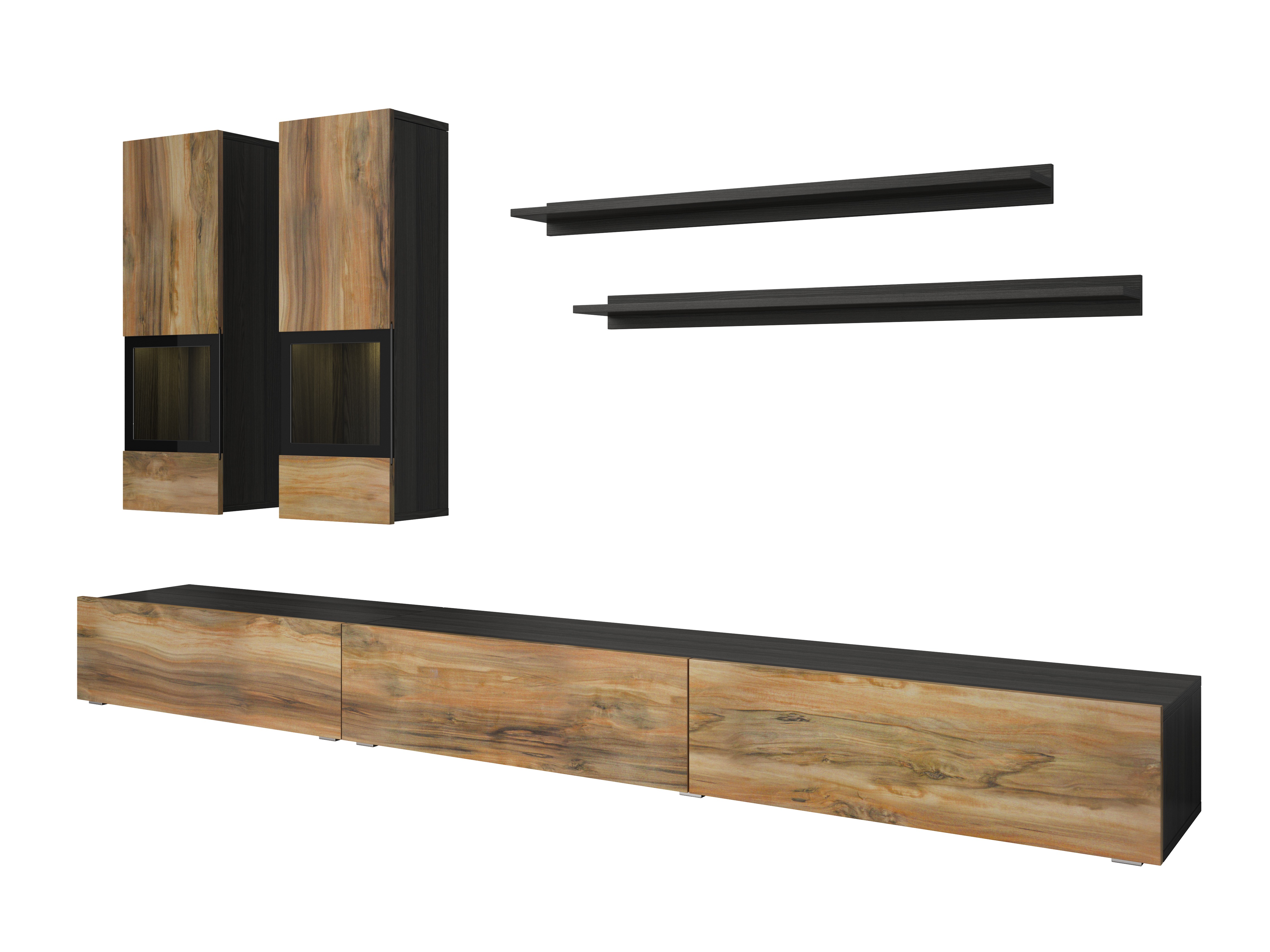Conjunto de salón Serodeu 100 (Nogal + Marrón oscuro)