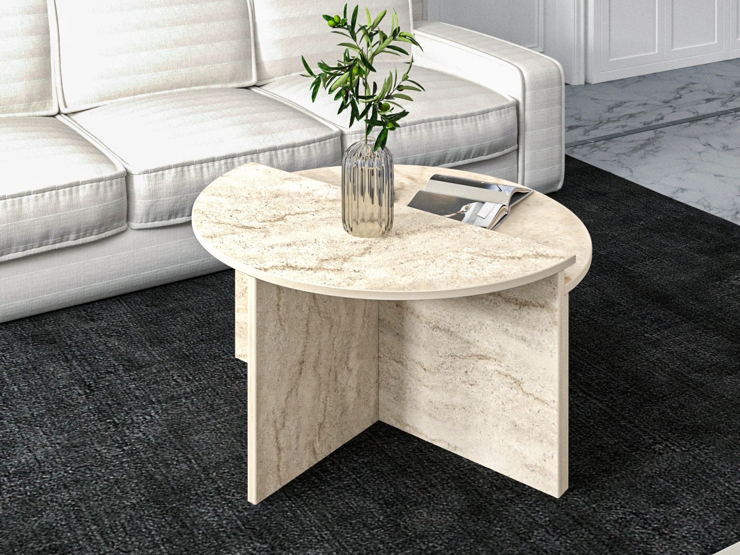 Conjunto mesa de centro Kailua 2581 (Claro Travertine)