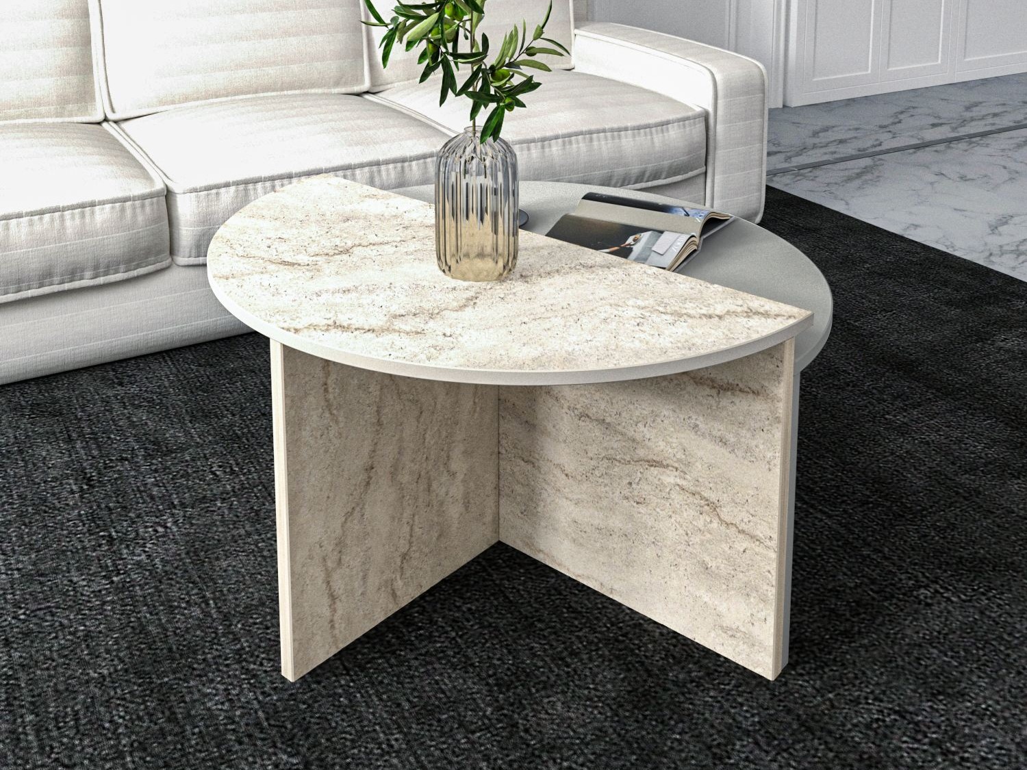 Conjunto mesa de centro Kailua 2581 (Gris + Claro Travertine)