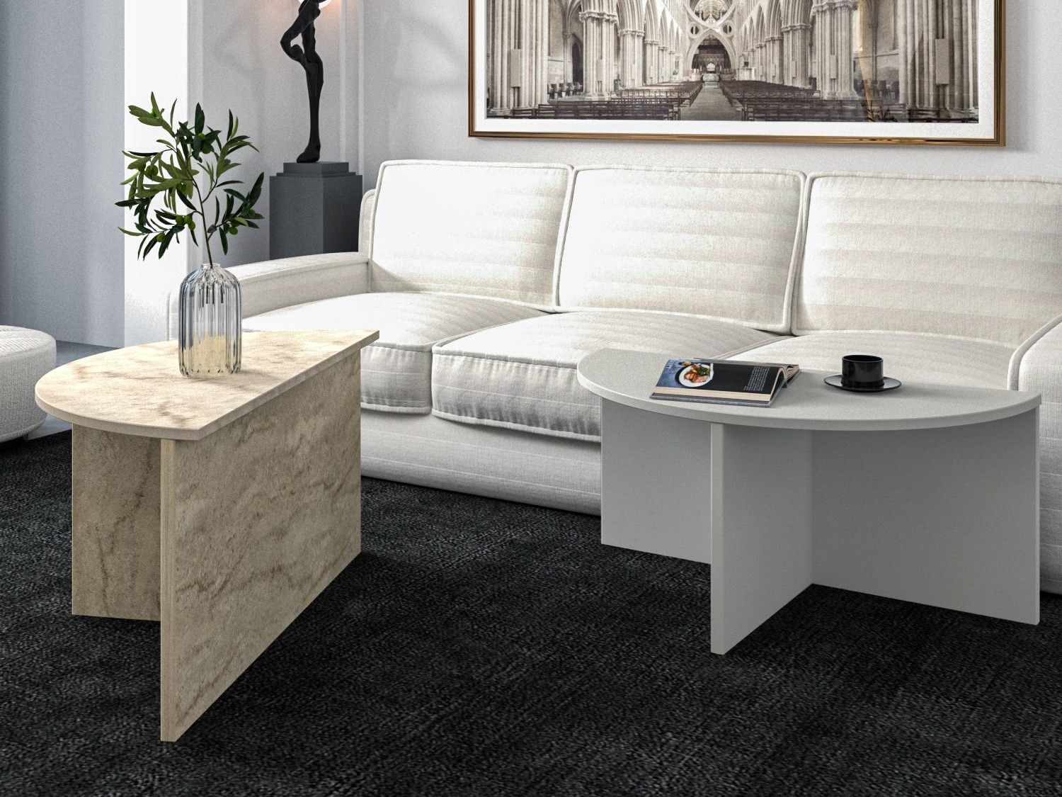 Conjunto mesa de centro Kailua 2581 (Gris + Claro Travertine)