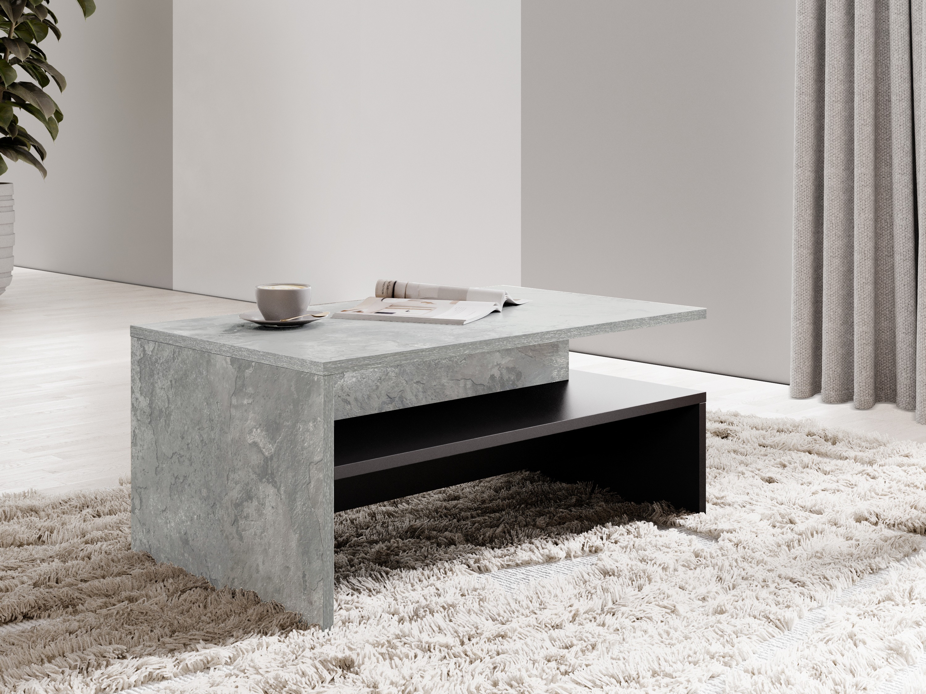 Mesa de centro Serodeu 103 (Hormigón + Negro)