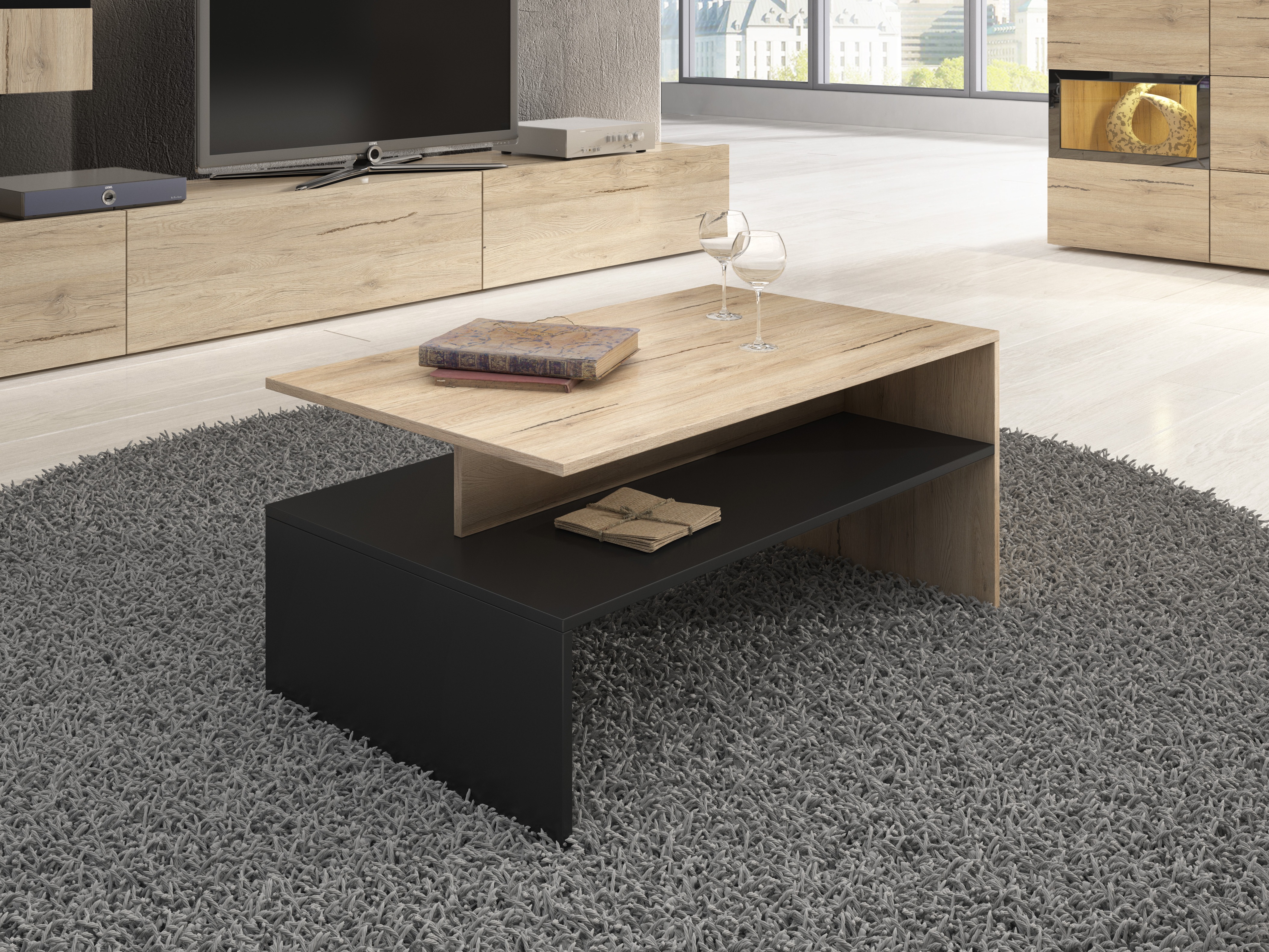 Mesa de centro Serodeu 103 (Roble sanremo + Negro)