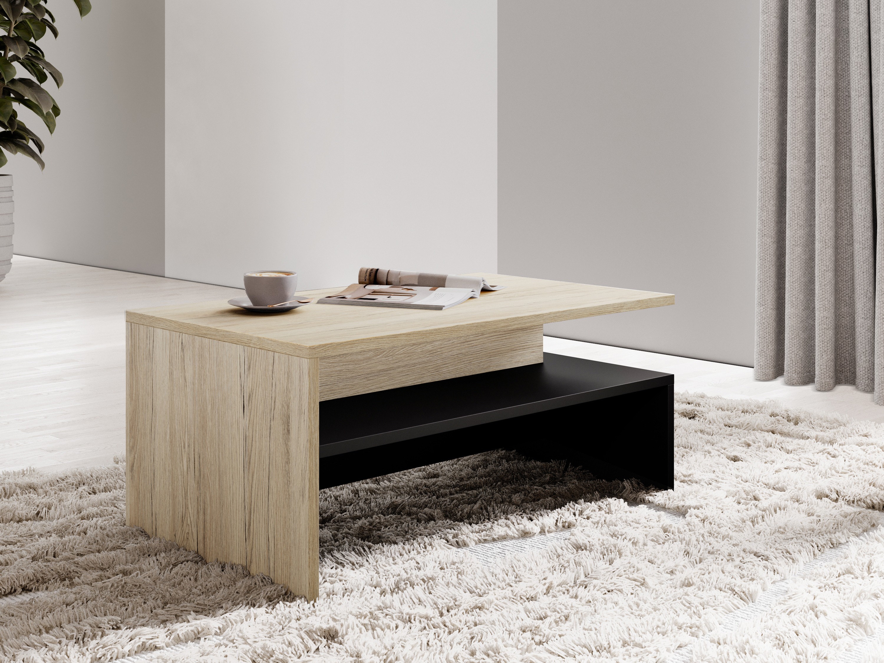 Mesa de centro Serodeu 103 (Roble sanremo + Negro)