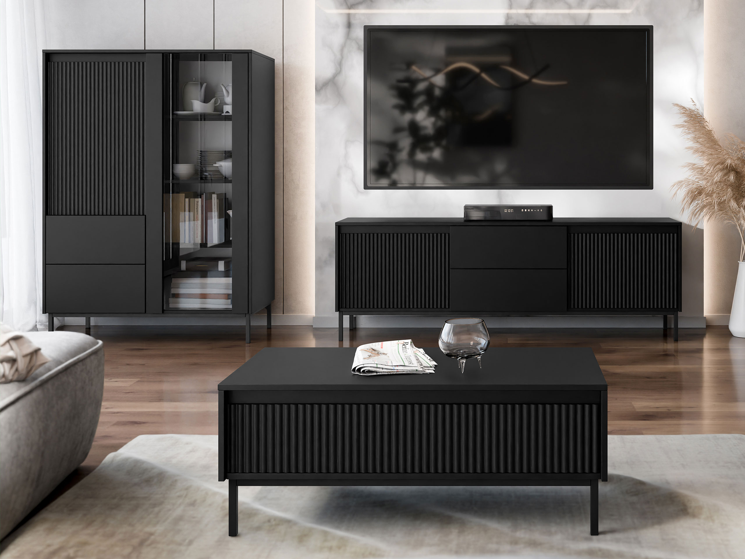 Conjunto de salón Comfivo Delruva V (Negro)