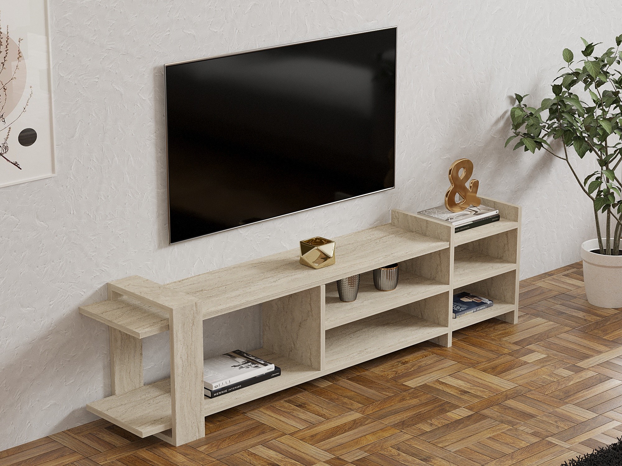 Mueble TV Kailua 2587 (Claro Travertine)