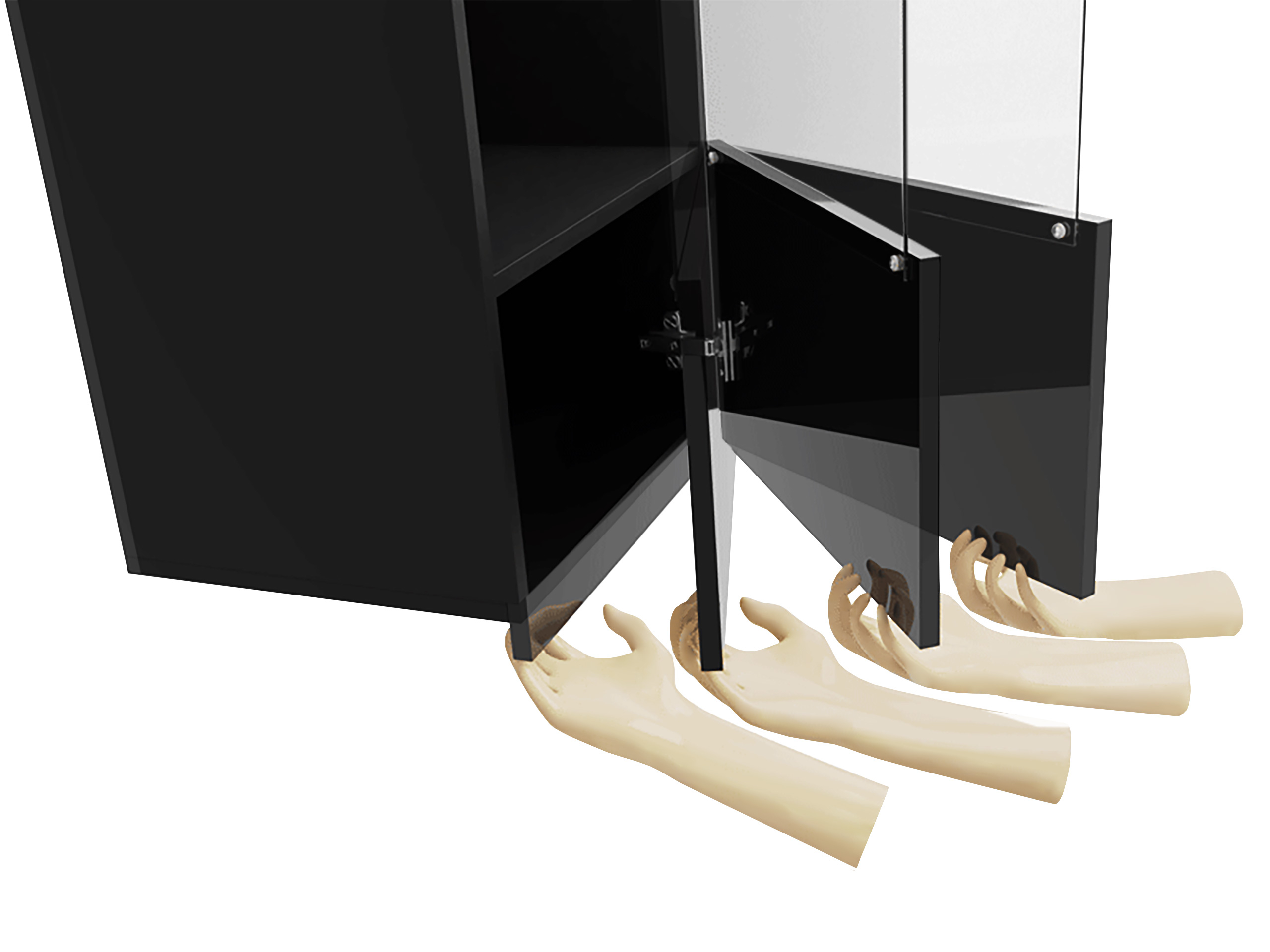 Conjunto de salón Remus XXIV (Negro + Negro brillante + Roble Artisan)