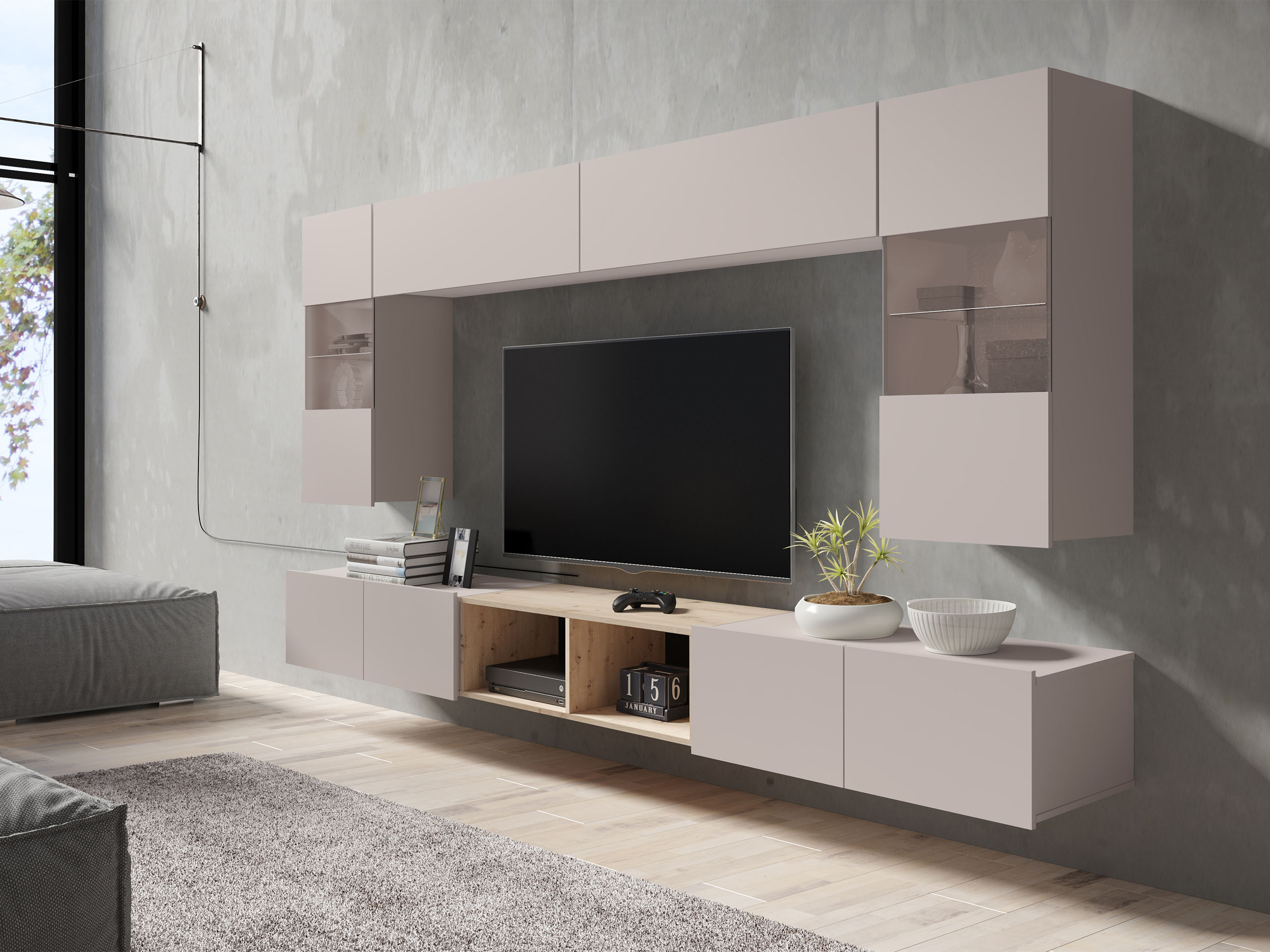 Conjunto de salón Tivdalu 144 (Cachemira + Roble Artisan)