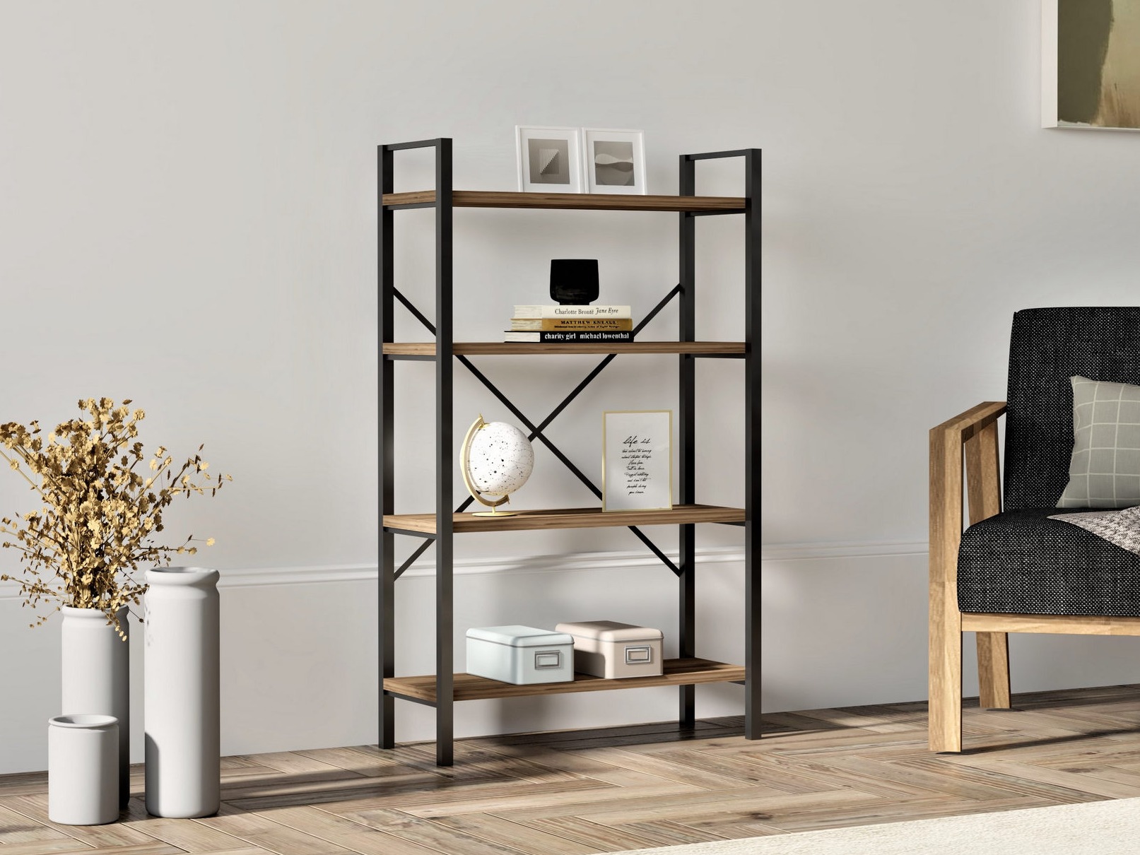 Estantería Kailua 2598 (Nogal + Negro)