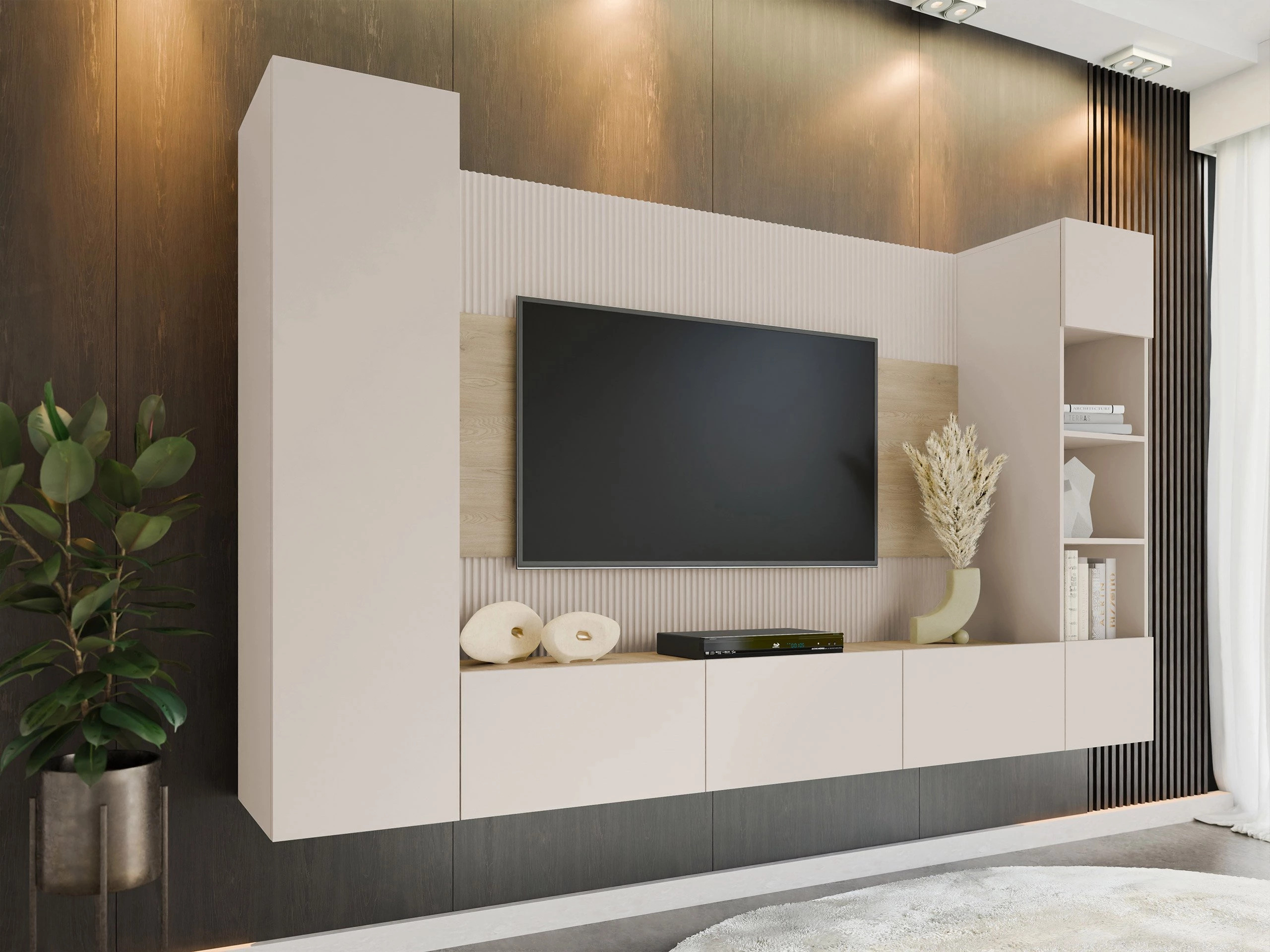 Conjunto de salón Comfivo 450 (Beige + Roble)