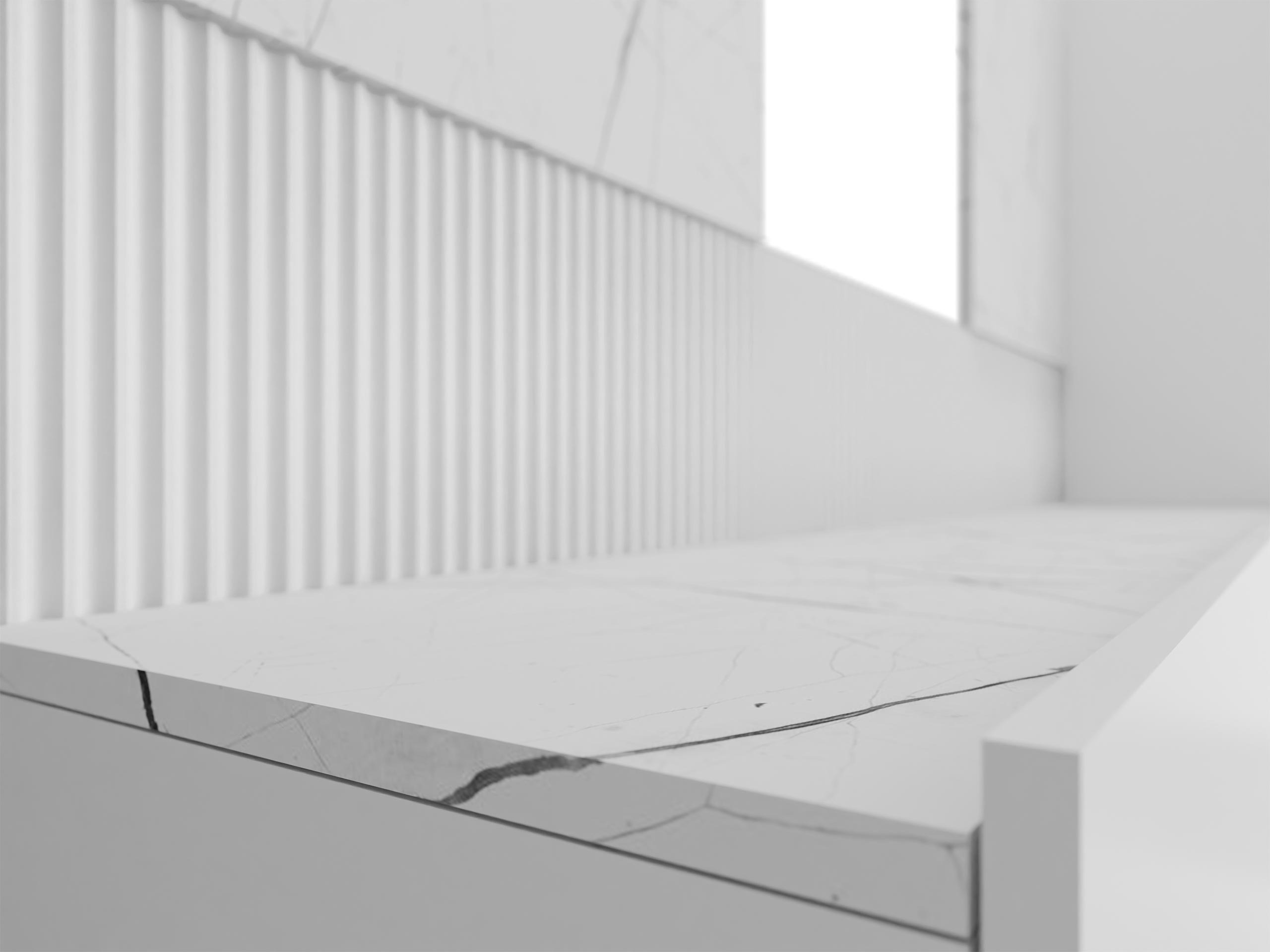 Conjunto de salón Comfivo 450 (Blanco + Mármol blanco)