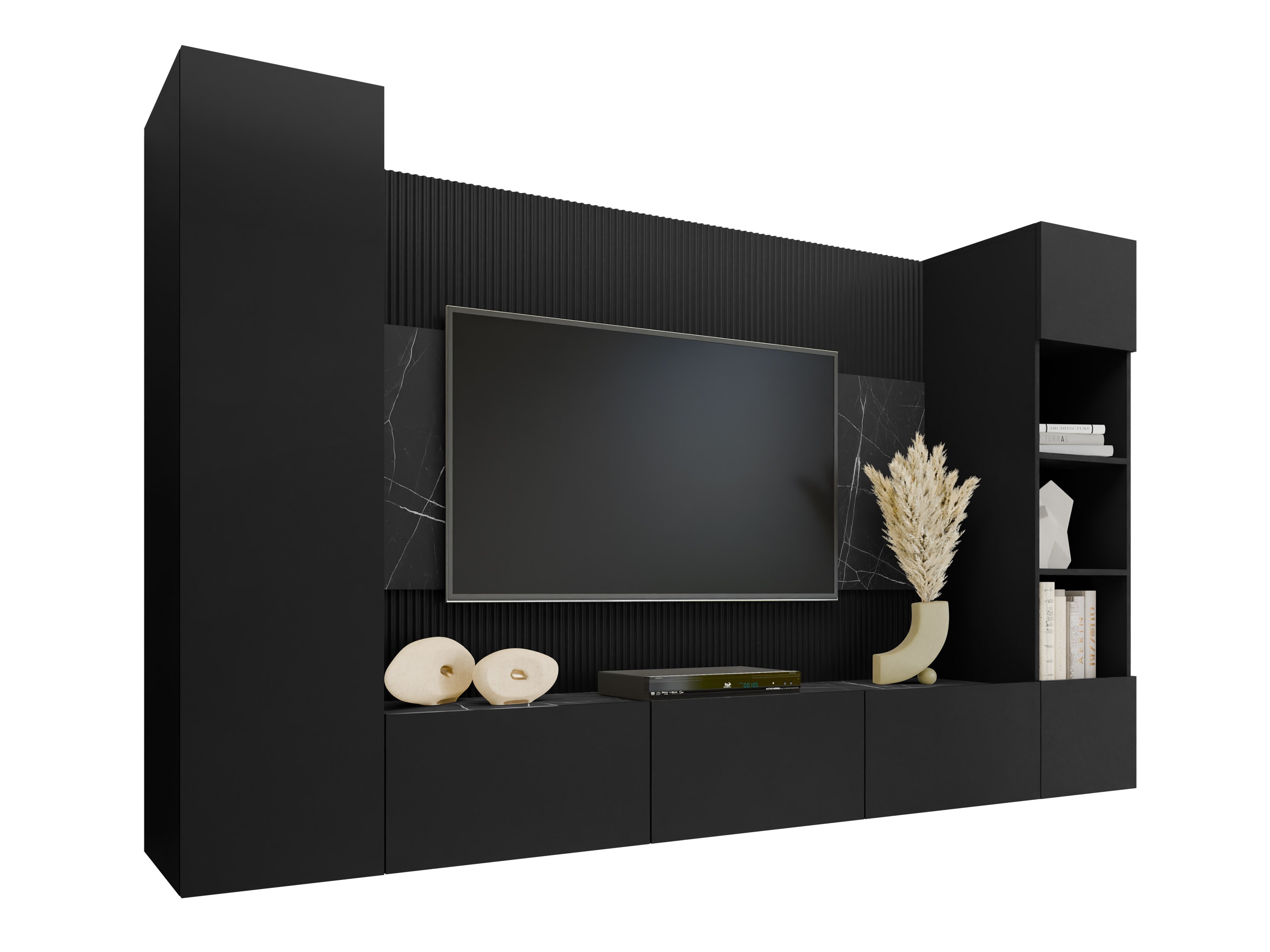 Conjunto de salón Comfivo 450 (Negro + Mármol negro)