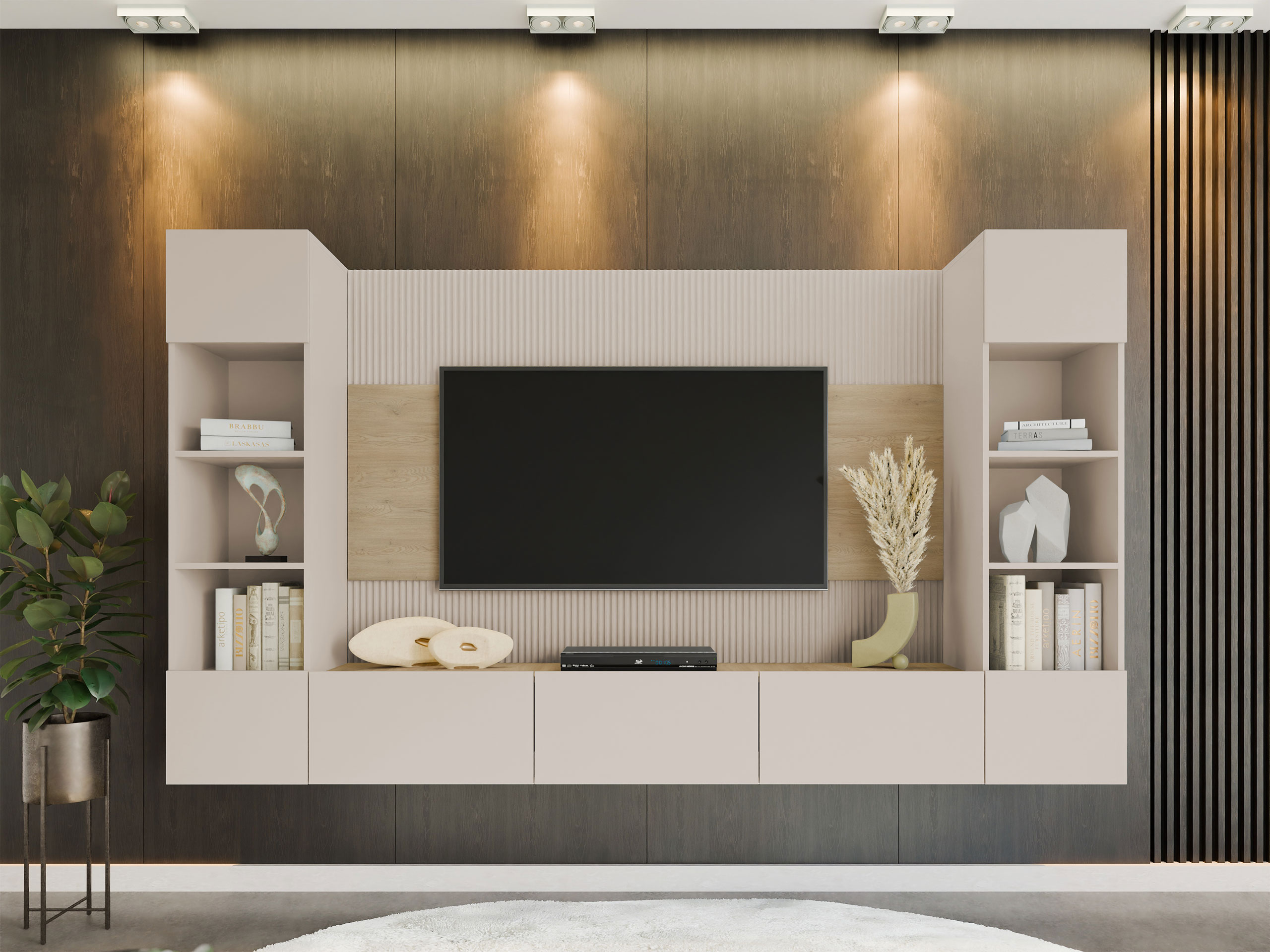 Conjunto de salón Comfivo Salix I (Beige + Roble)