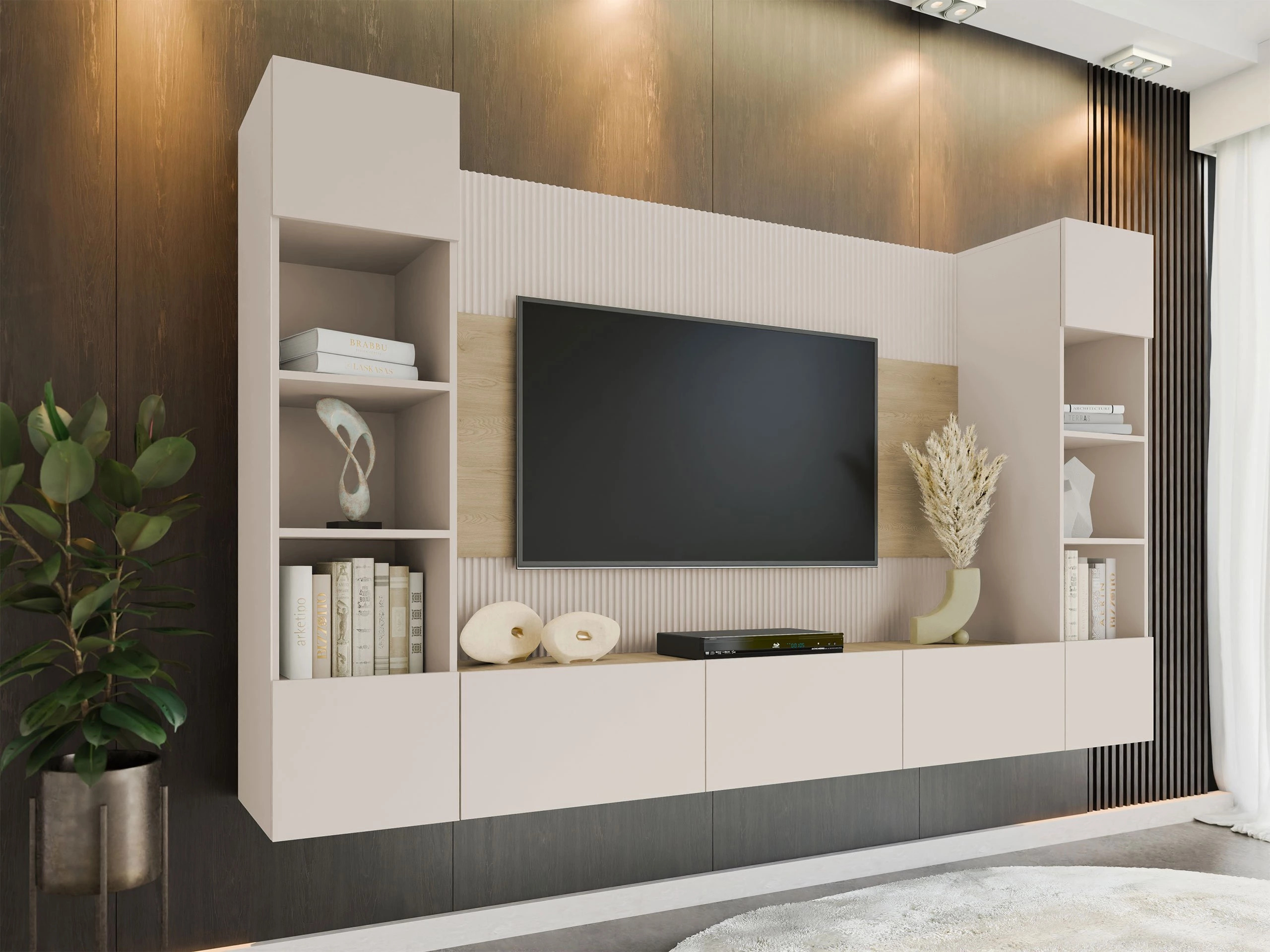 Conjunto de salón Comfivo Salix I (Beige + Roble)