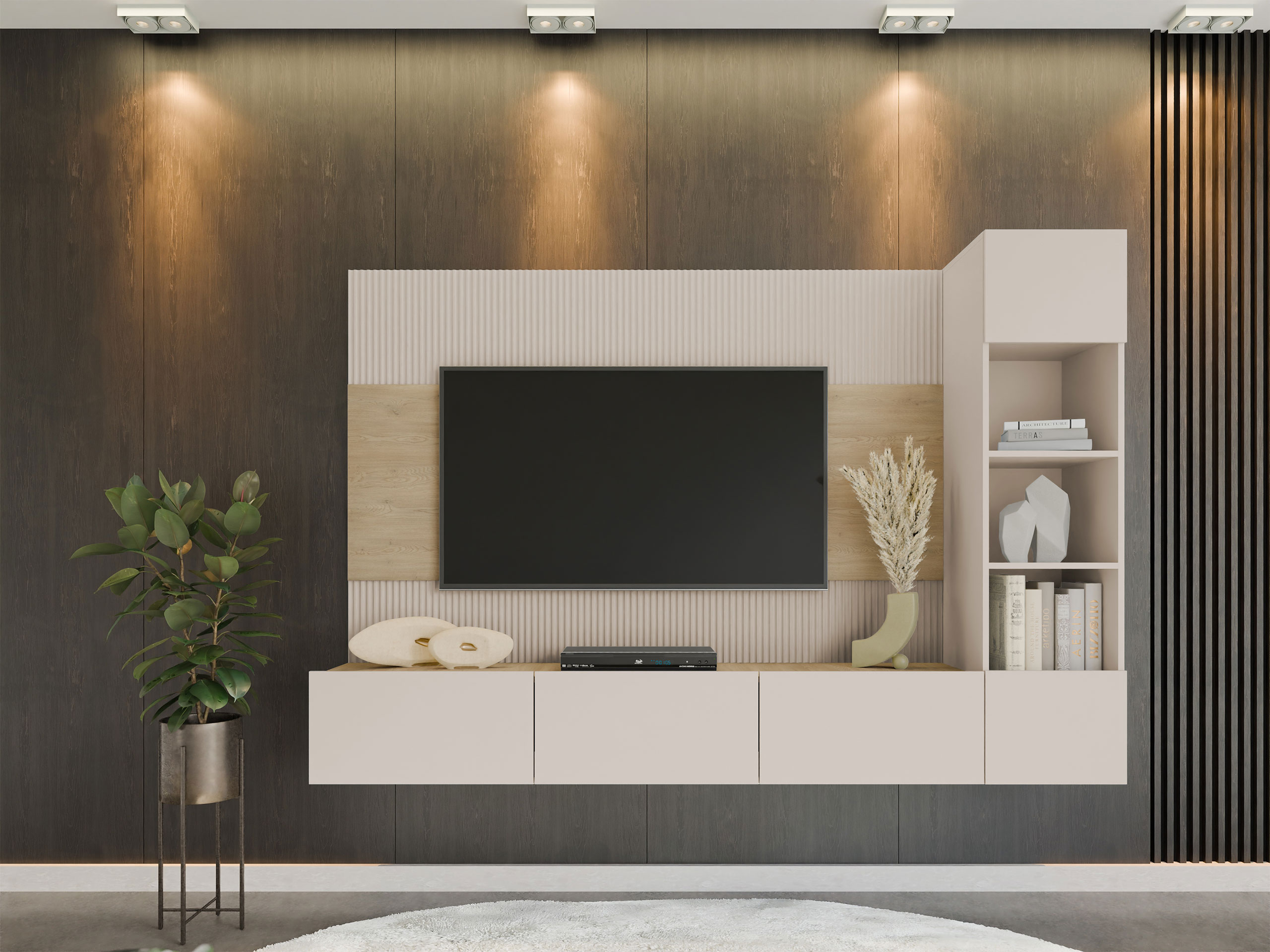 Conjunto de salón Comfivo Salix II (Beige + Roble)