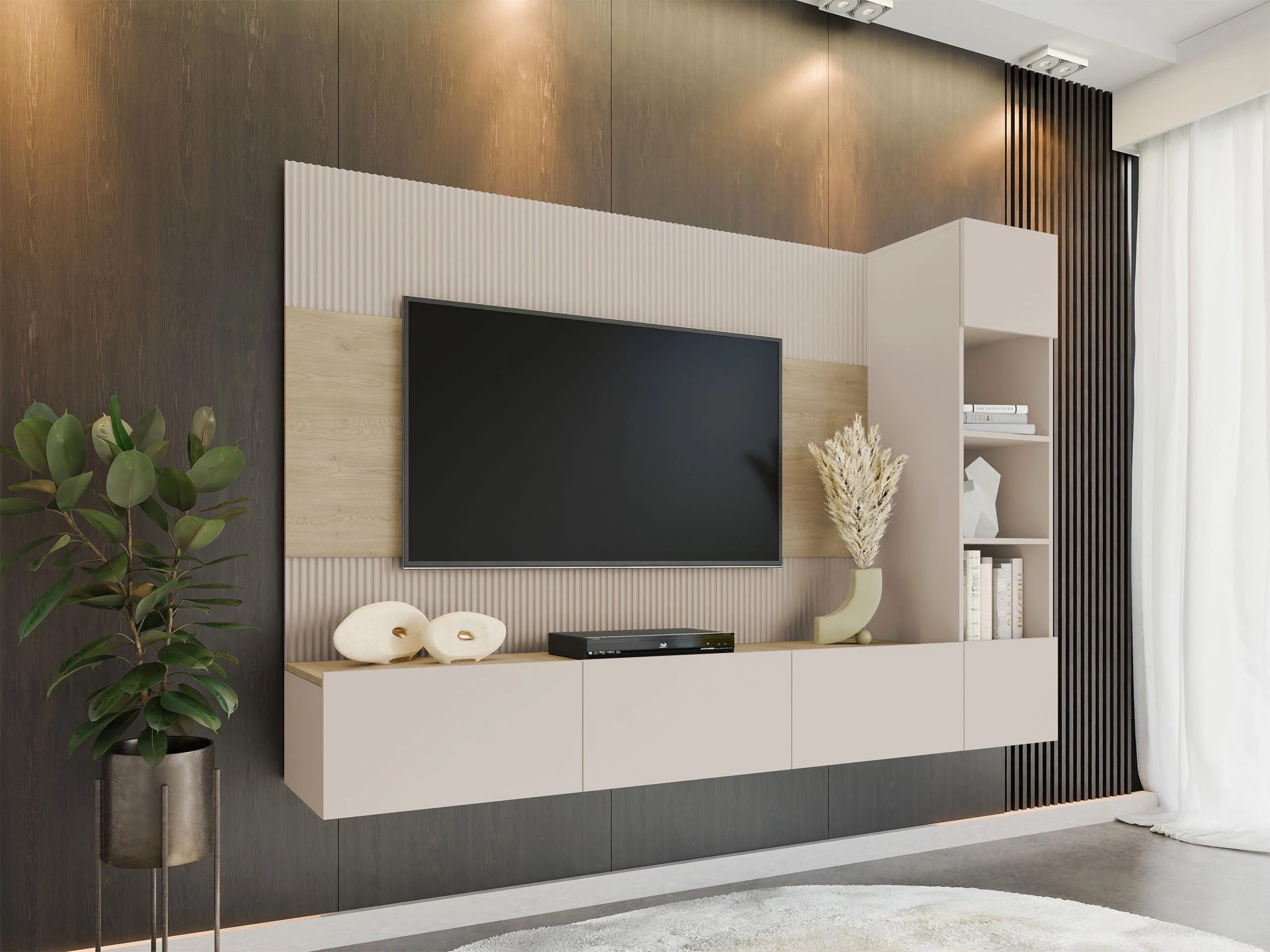 Conjunto de salón Comfivo Salix II (Beige + Roble)