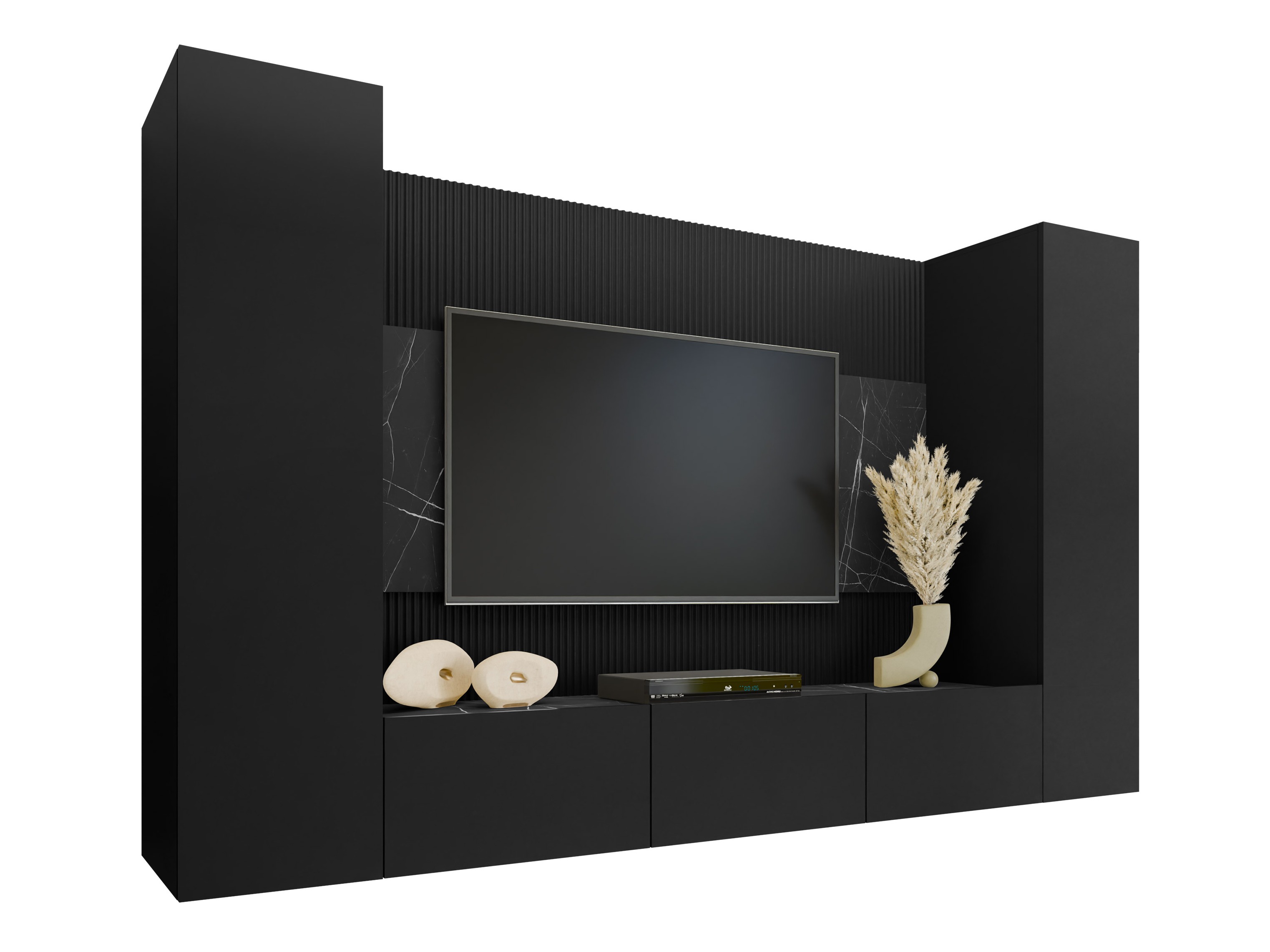 Conjunto de salón Comfivo Salix V (Negro + Mármol negro)