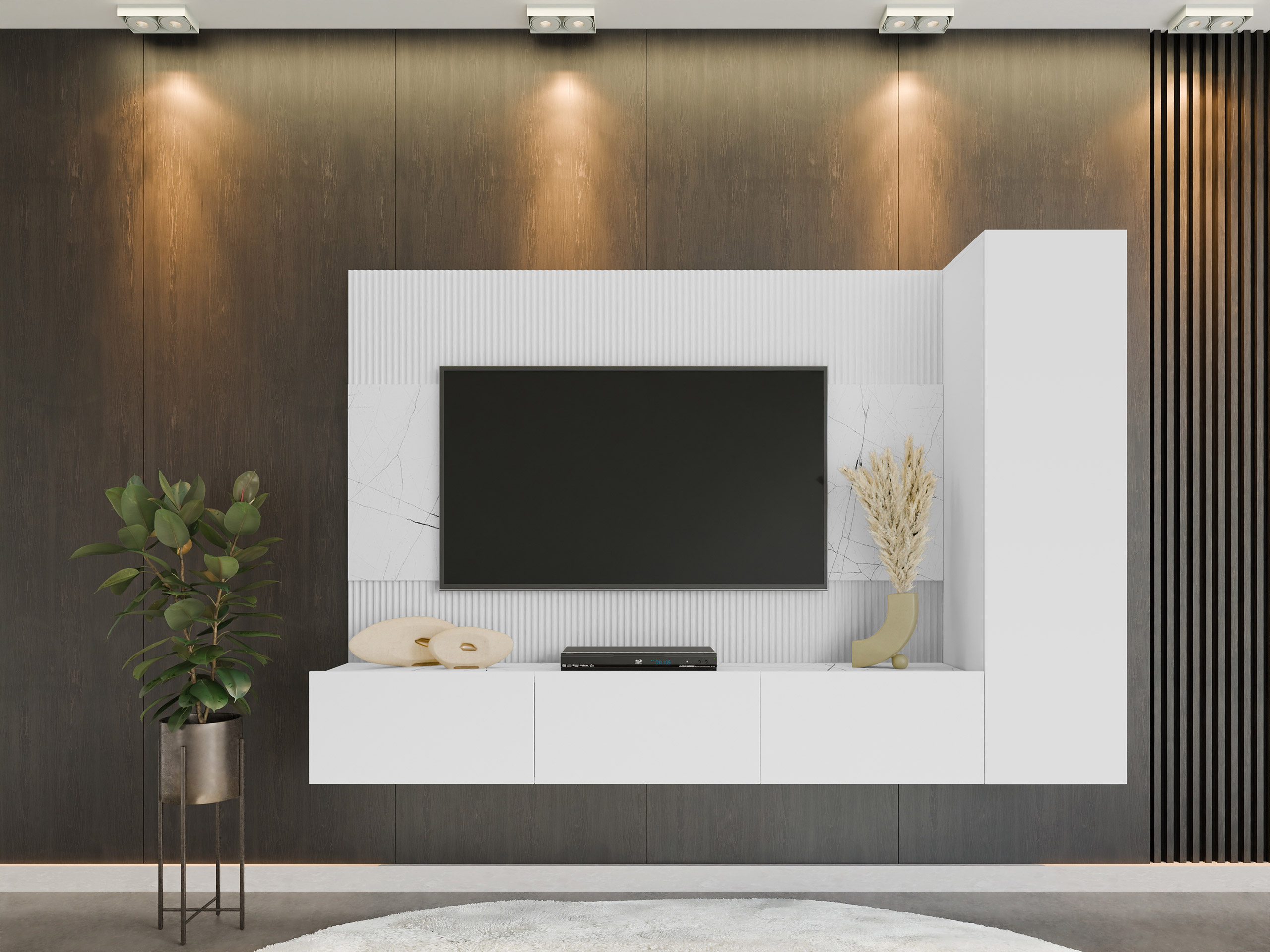 Conjunto de salón Comfivo Salix VI (Blanco + Mármol blanco)