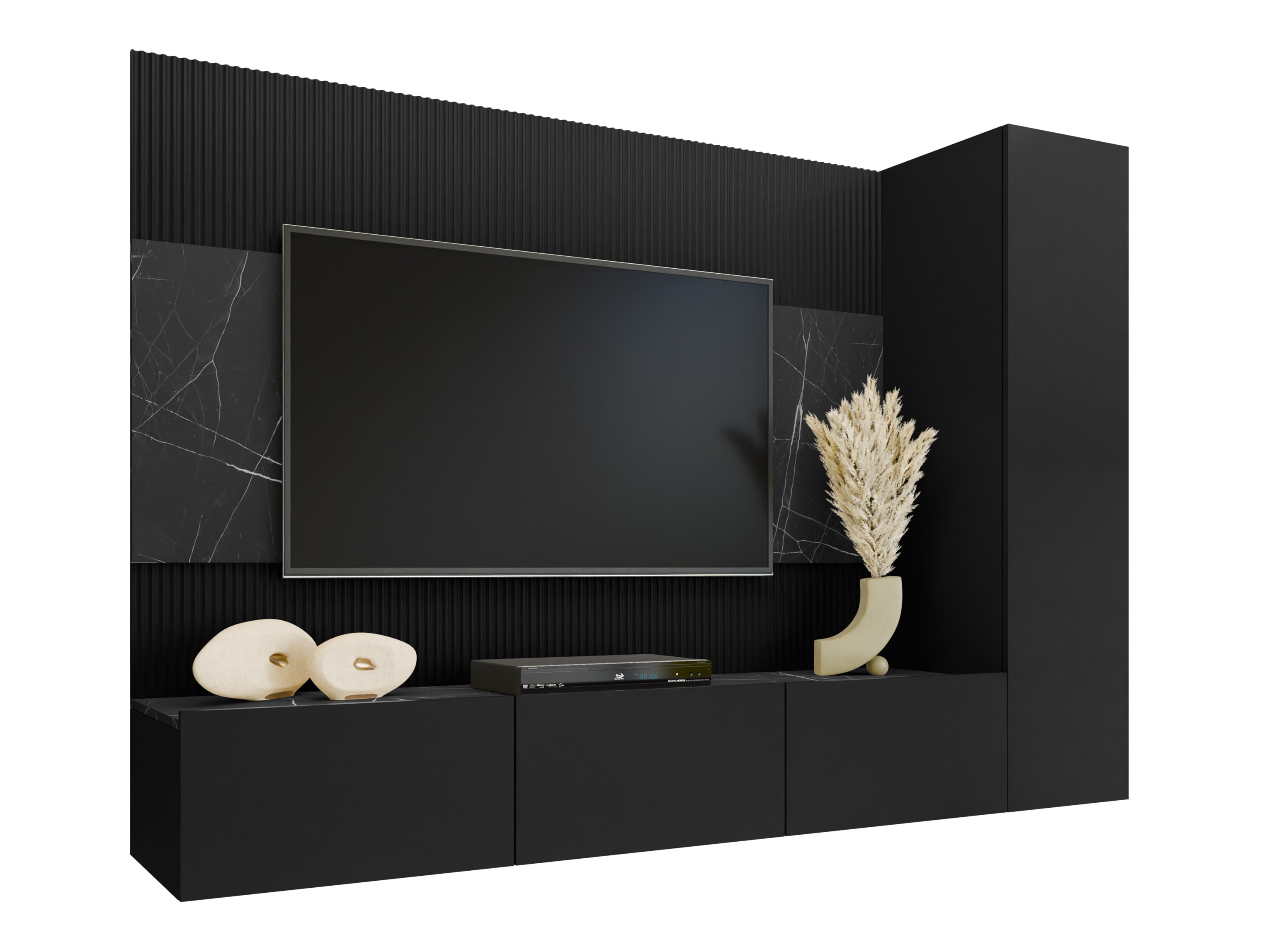 Conjunto de salón Comfivo Salix VI (Negro + Mármol negro)