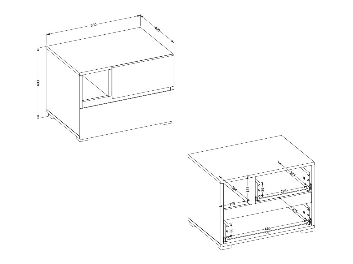 Mesilla de noche Alfere 120 (Blanco)