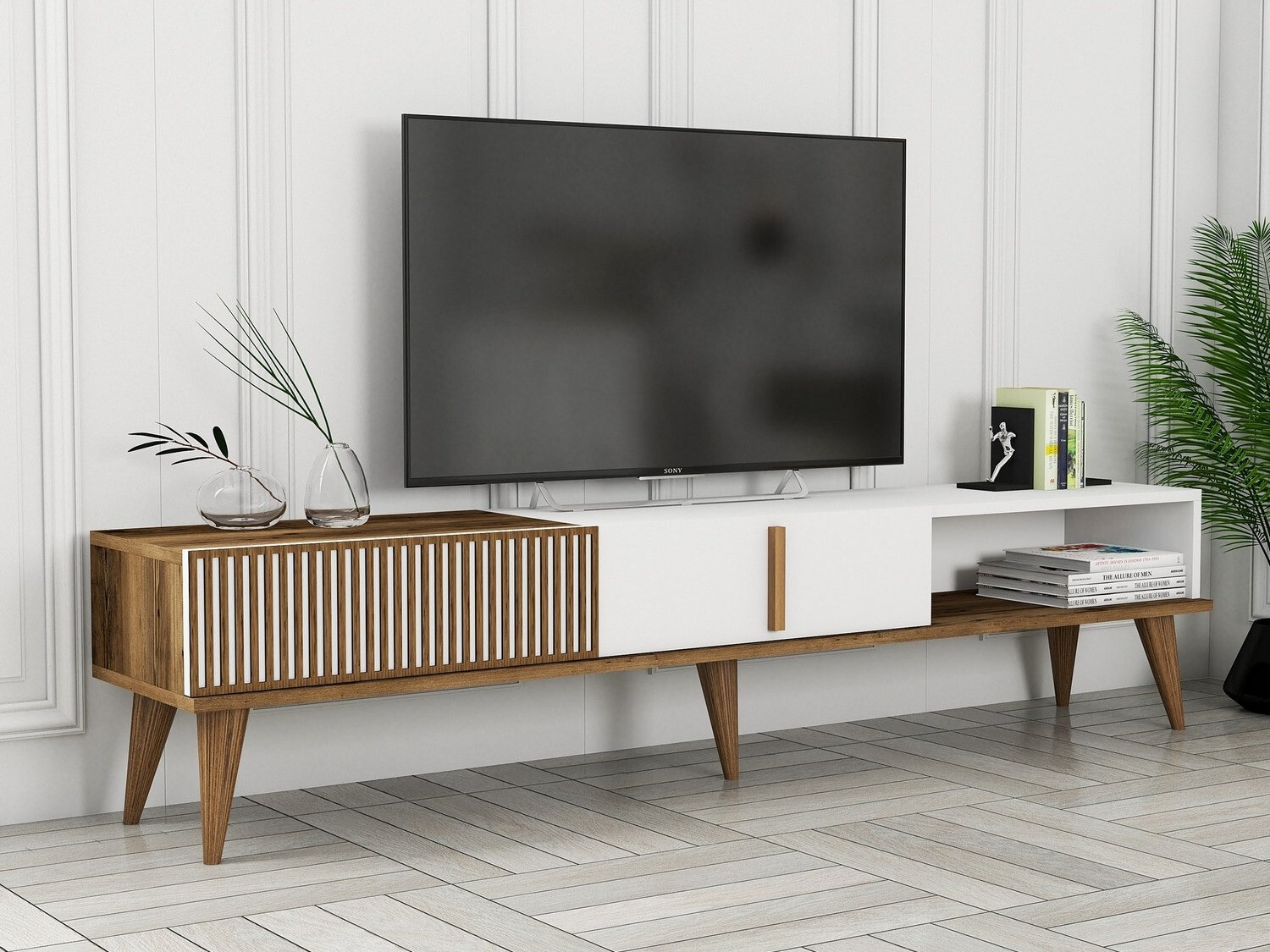Mueble TV Mavbene 102 (Nuez + Blanco)
