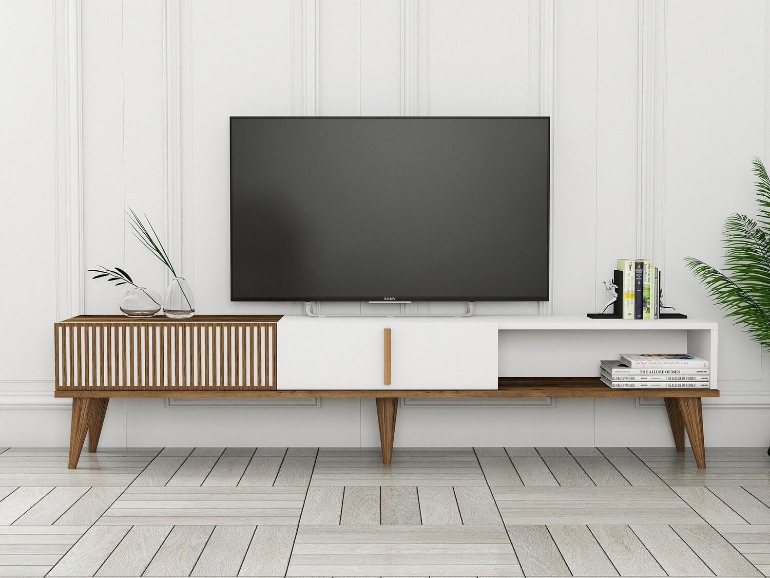 Mueble TV Mavbene 102 (Nuez + Blanco)