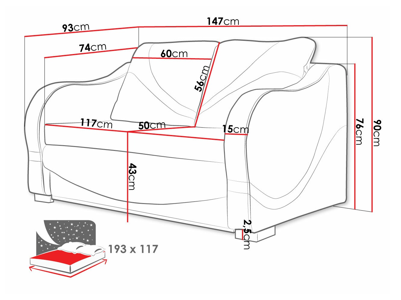Sofá cama Decatur 102 (W-69 + Berlin 03)