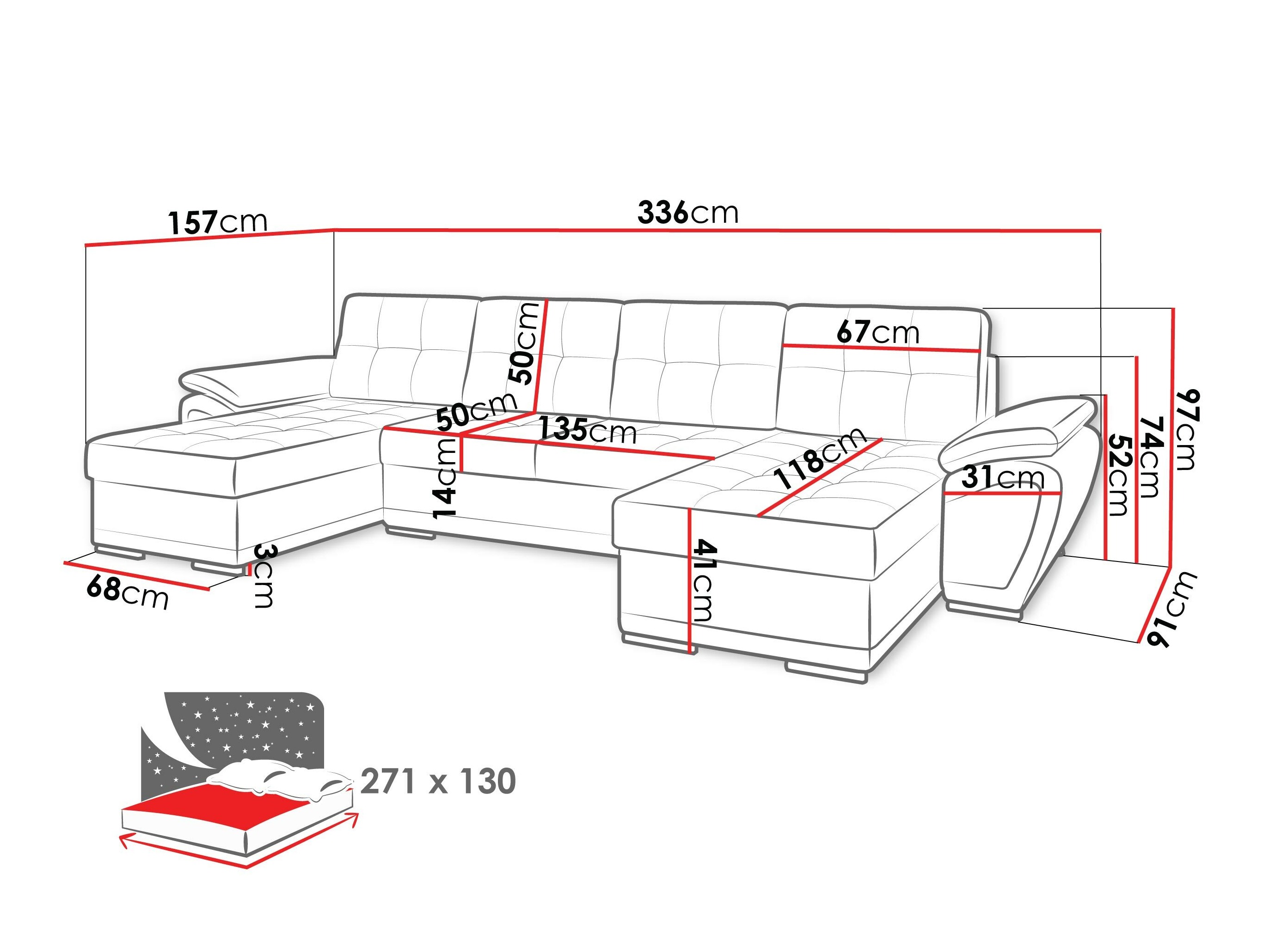 Sofá rinconero Arvada 115 (Rico 23 + Soft 17)