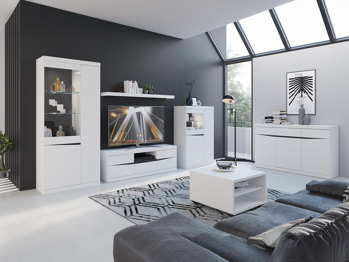 Mueble TV Venlori 122 (Blanco + Grafito)