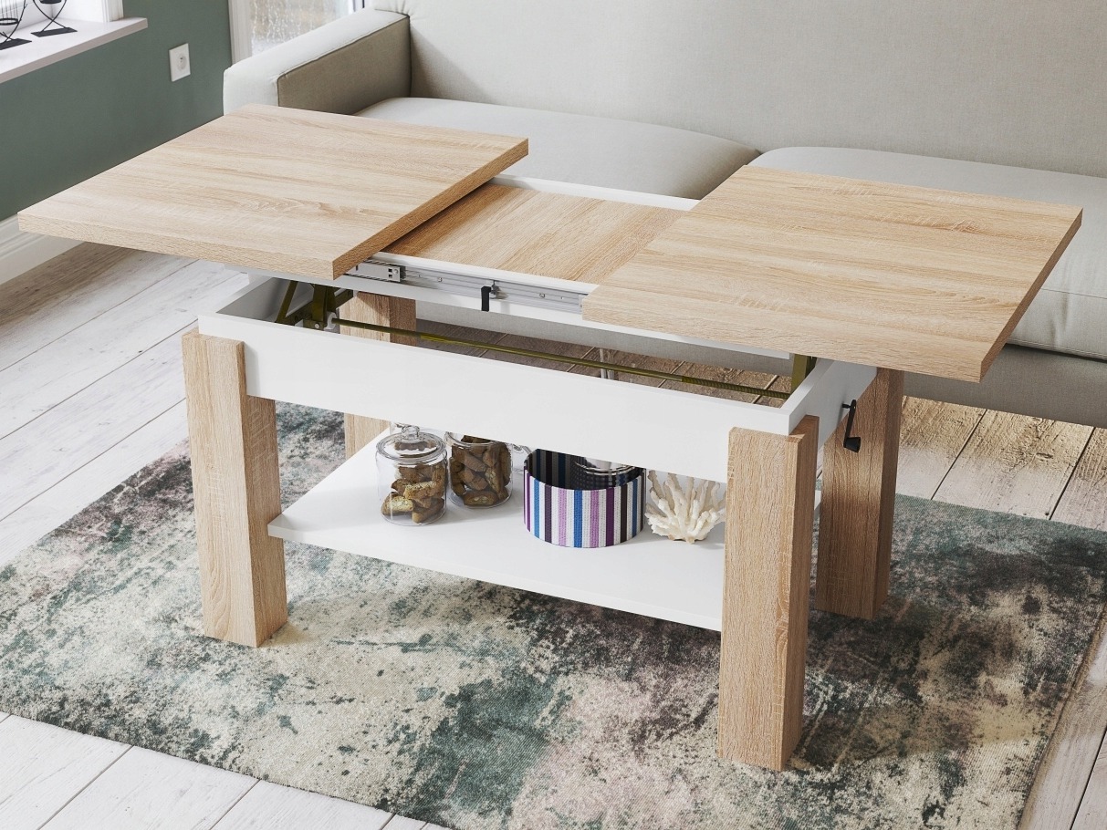 Mesa de centro convertible Glendale 100 (Roble Sonoma + Blanco)