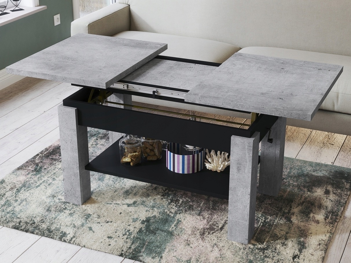Transforming mesa de centro Glendale 100 (Hormigón + Negro)