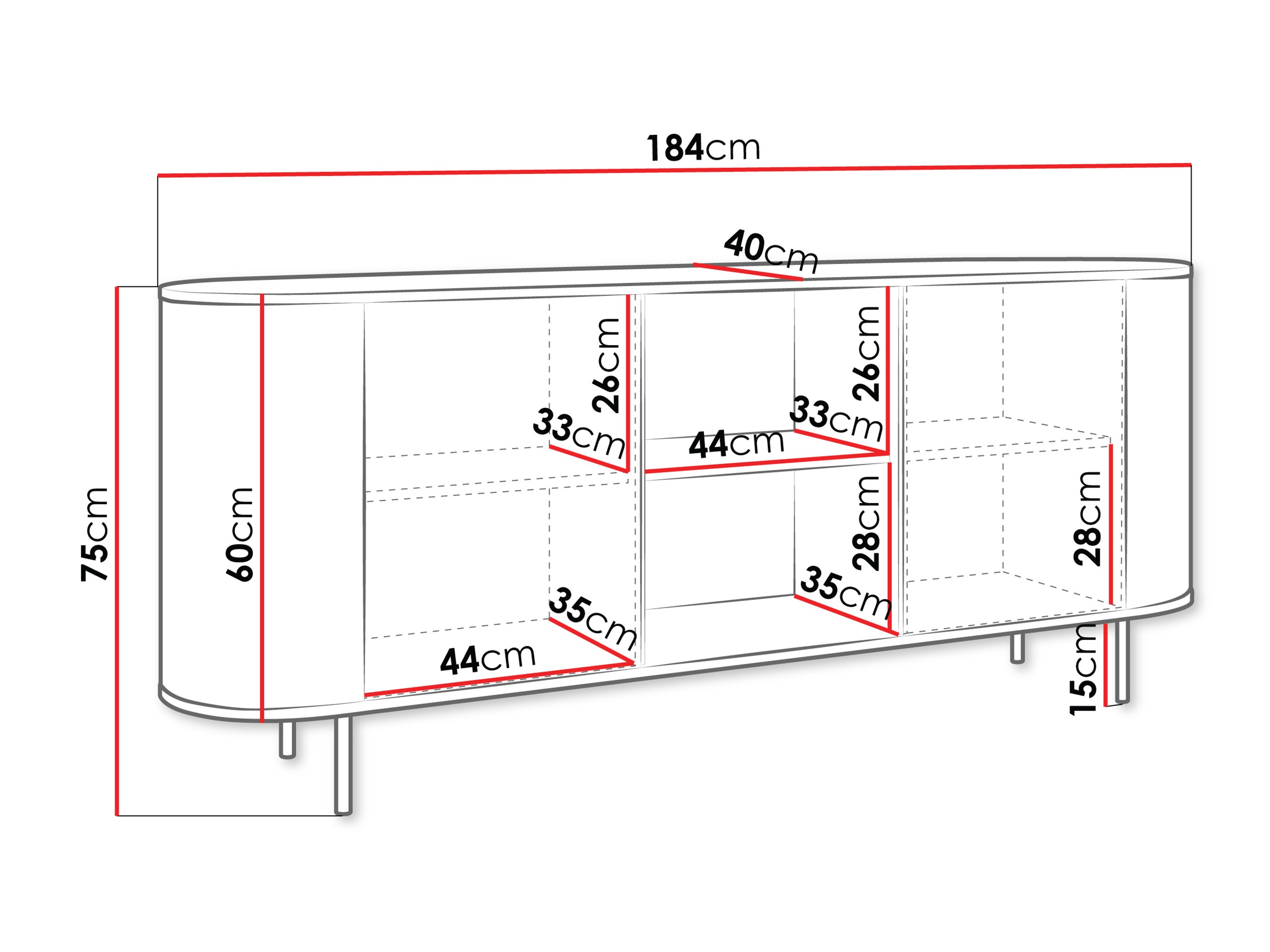 Aparador Comfivo Livtena I (Mármol negro + Negro)