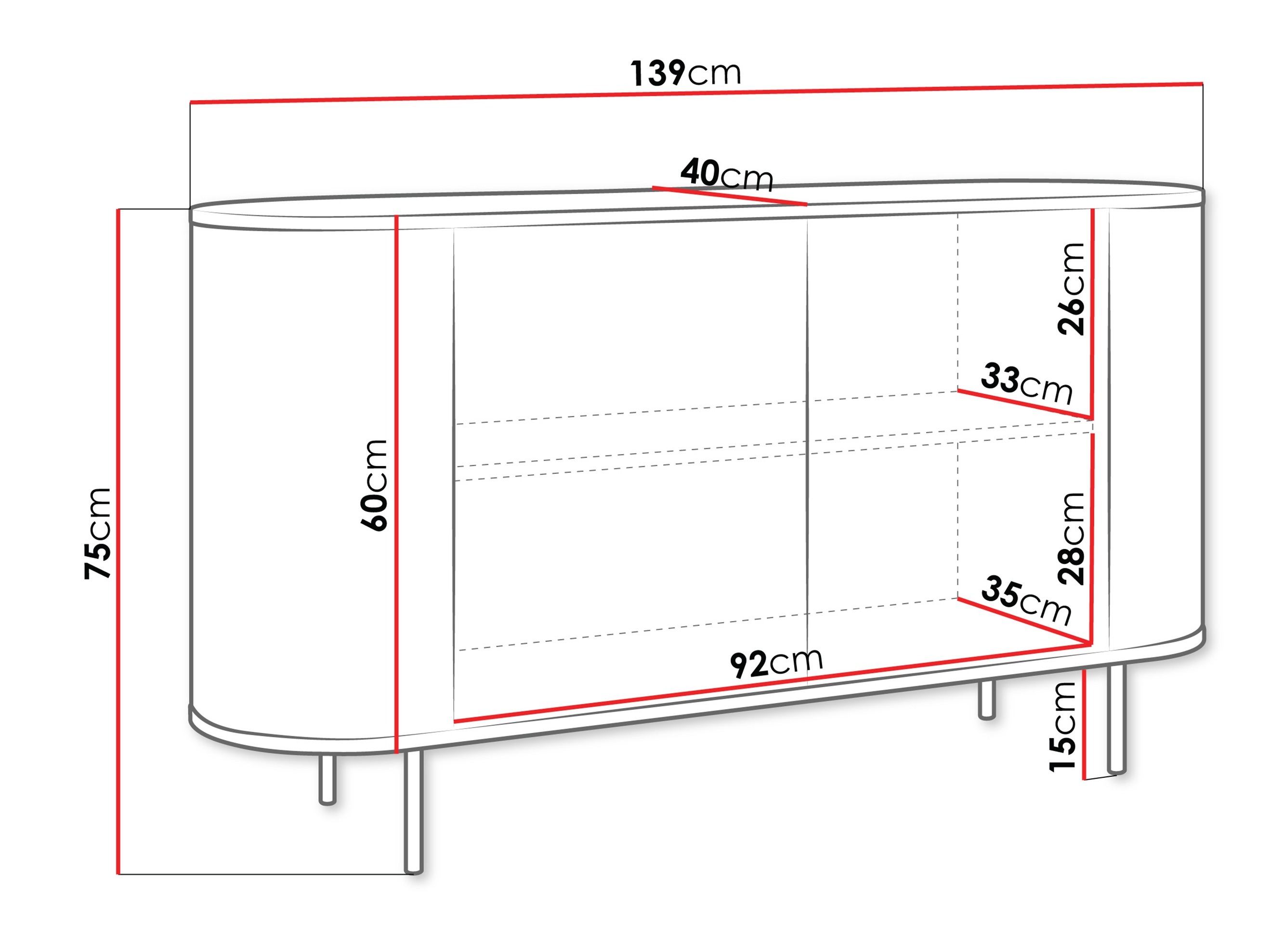 Aparador Comfivo Livtena (Mármol negro + Negro)