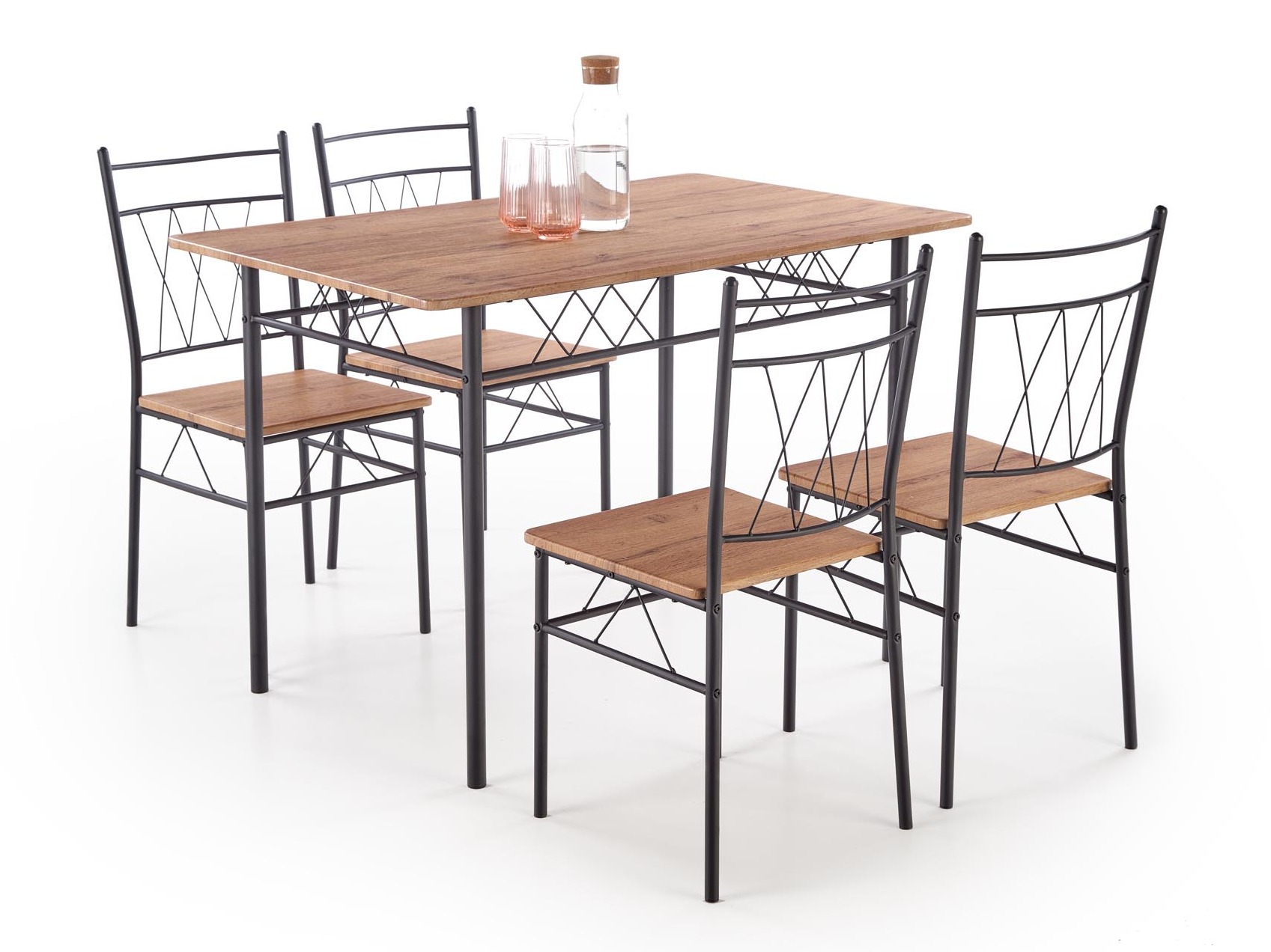 Conjunto de mesas y sillas para comedor Houston 1251 (Roble + Negro)