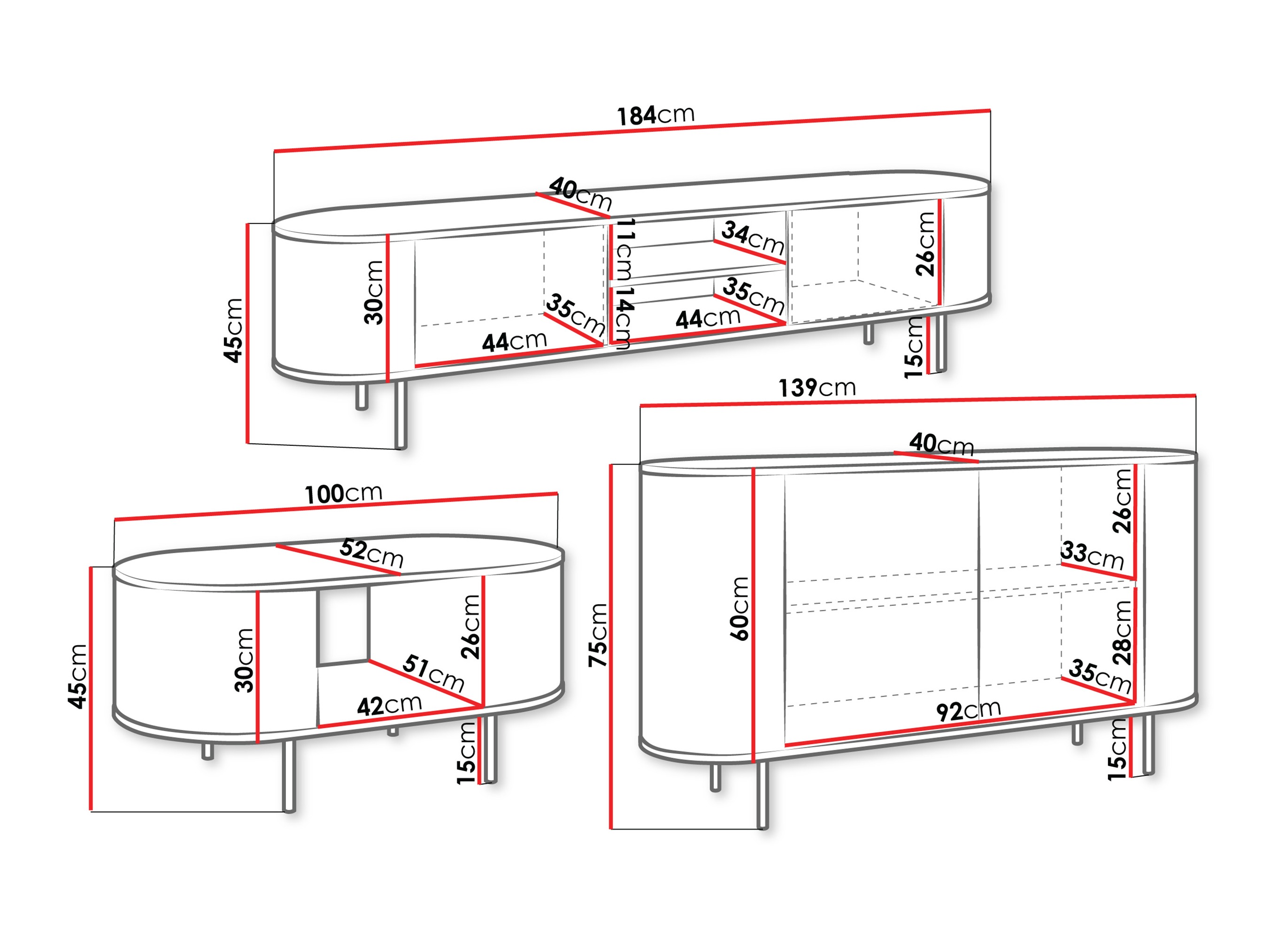 Conjunto de salón Comfivo Livtena 105 (Mármol negro + Negro)