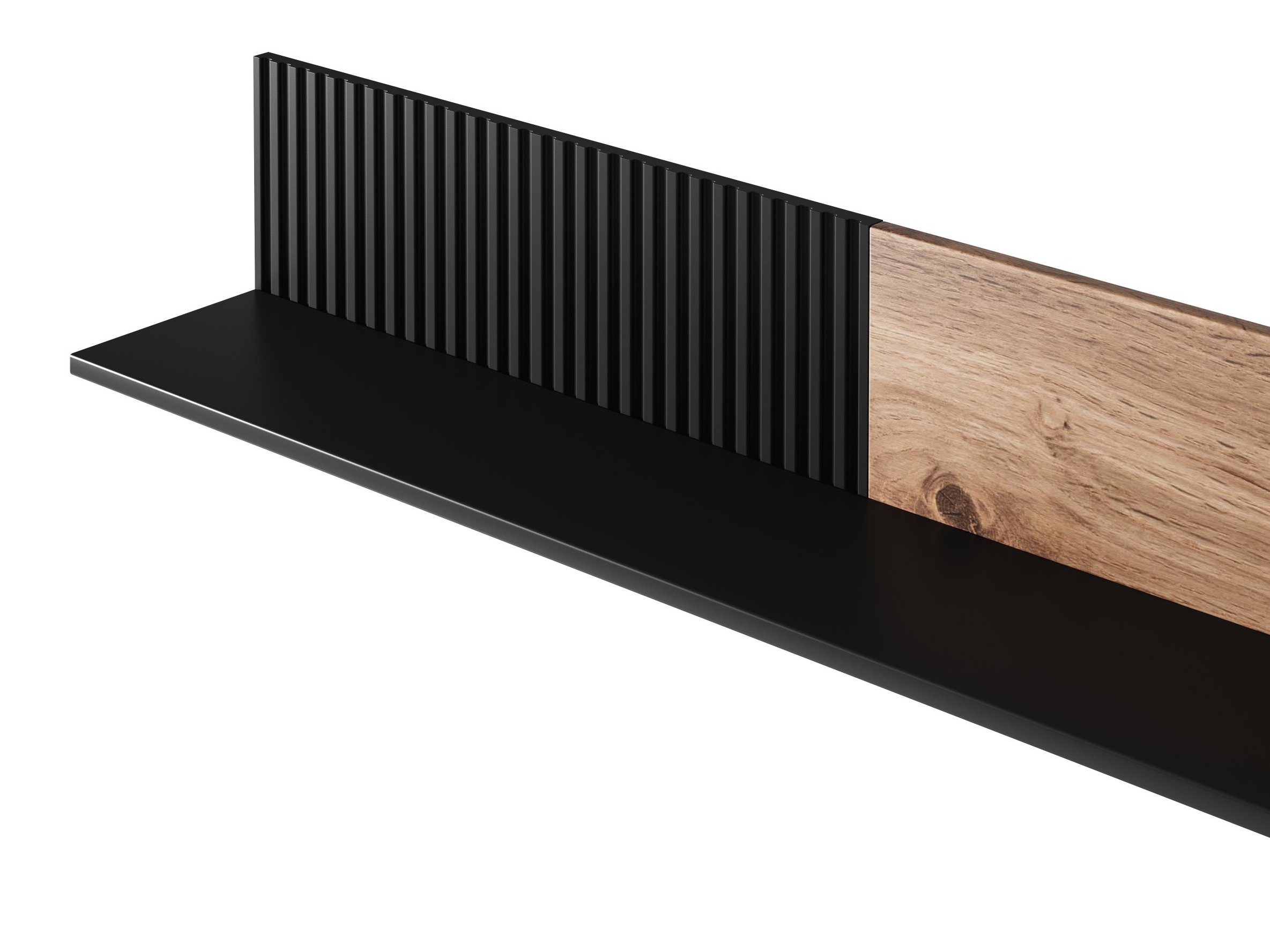 Estantería de pared Luelia 122 (Negro + Roble wotan)
