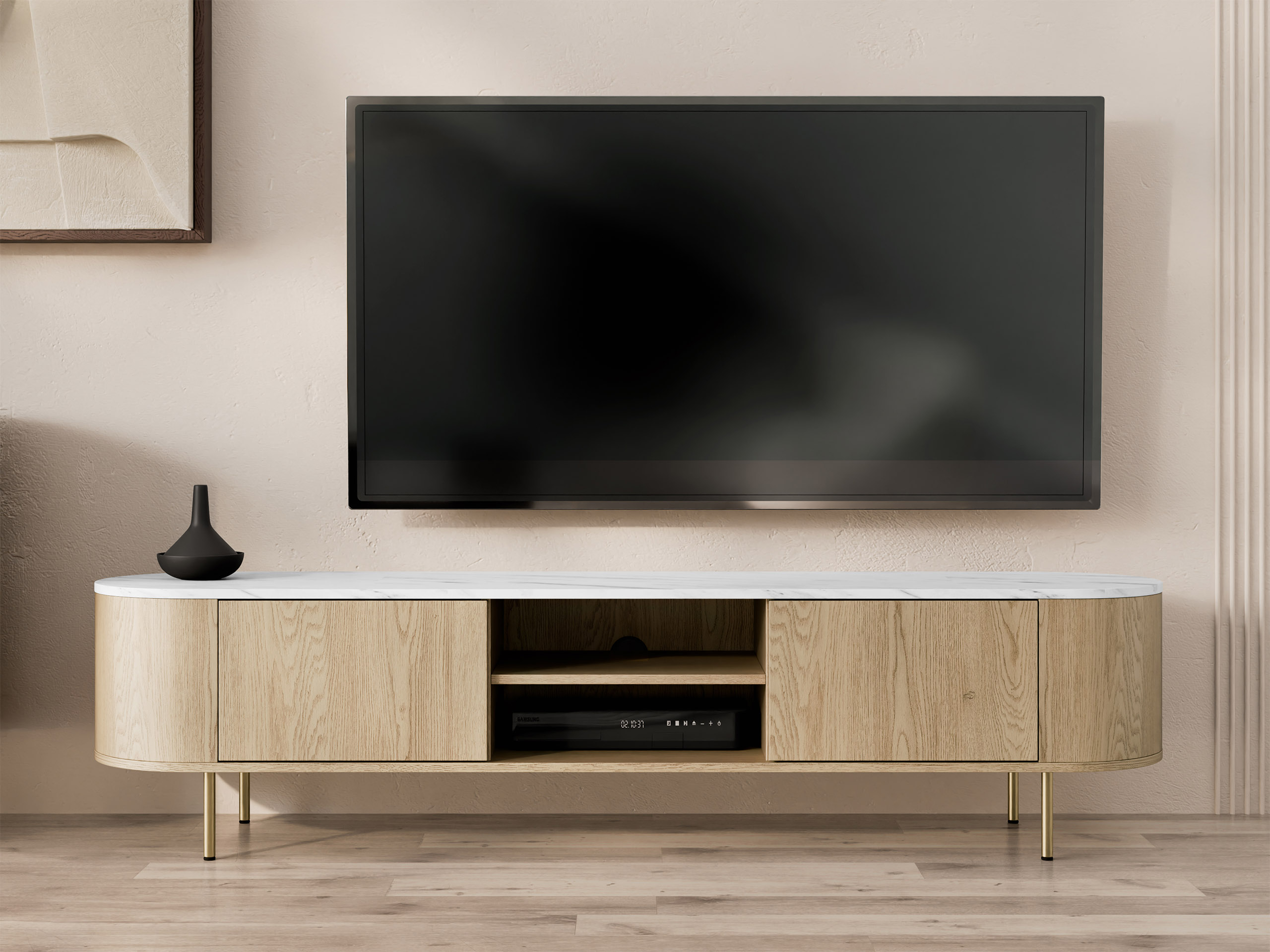 Mueble TV Comfivo Livtena I (Mármol blanco + Dorado)
