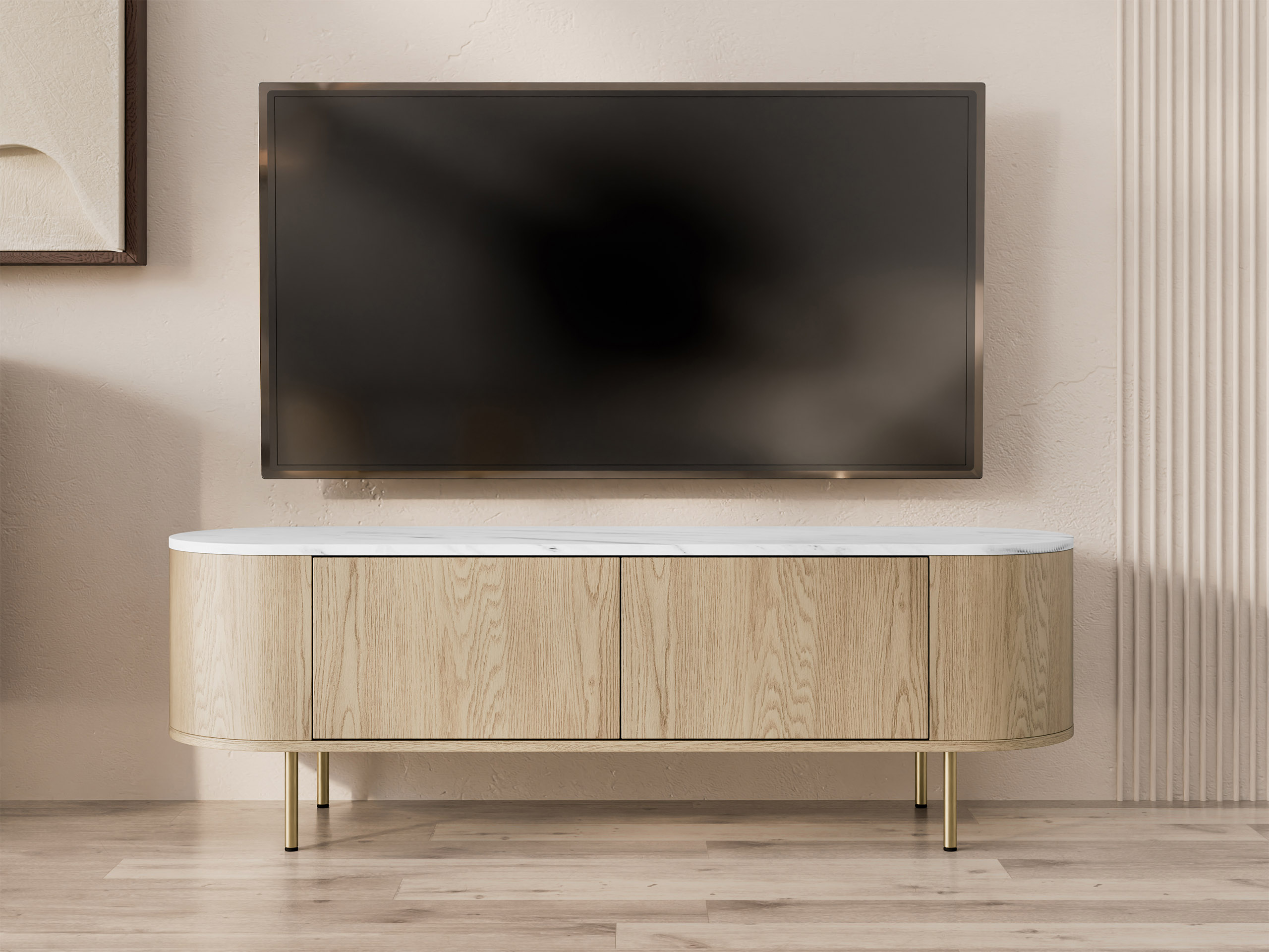 Mueble TV Comfivo Livtena (Mármol blanco + Dorado)