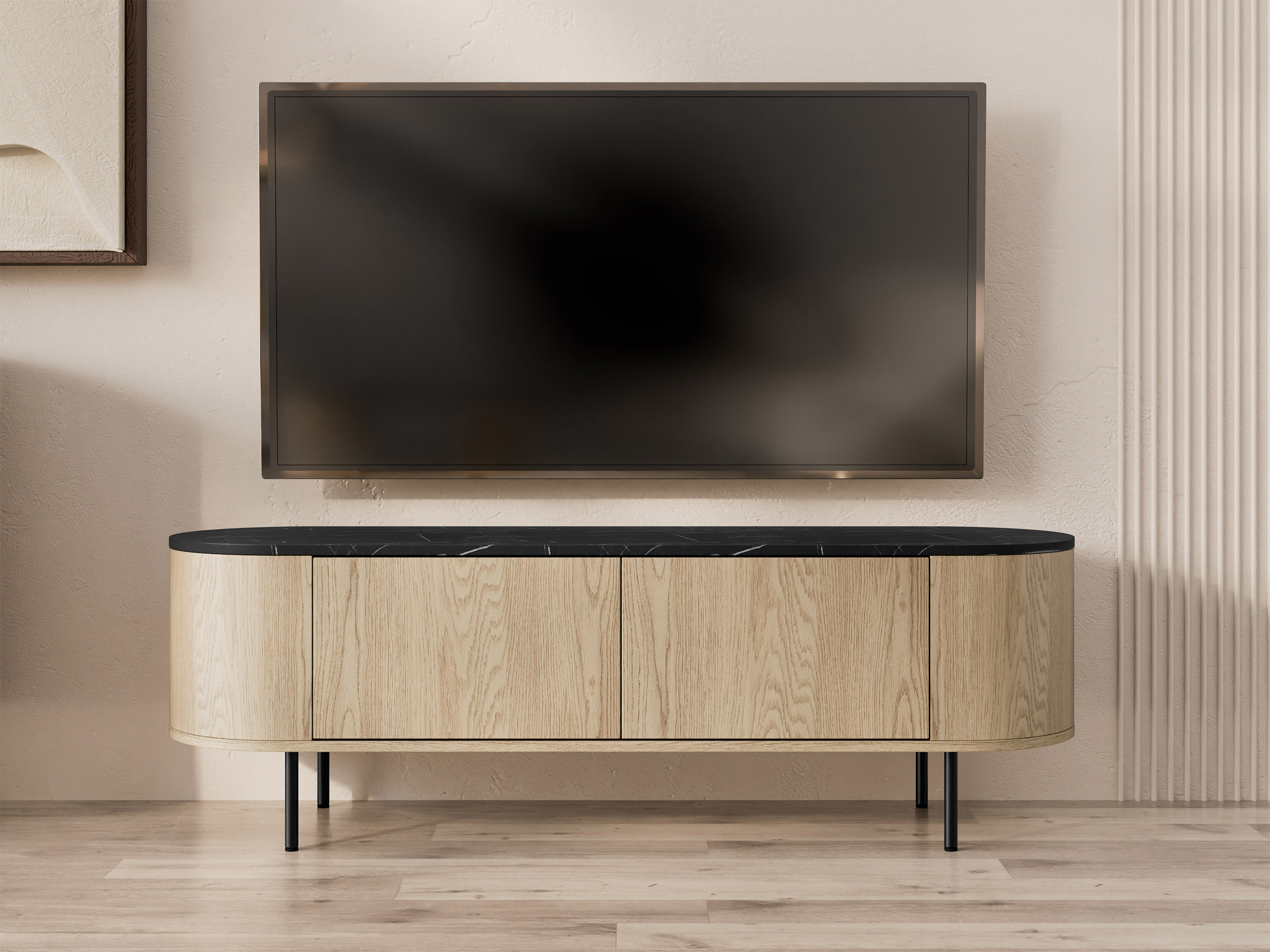 Mueble TV Comfivo Livtena (Mármol negro + Negro)