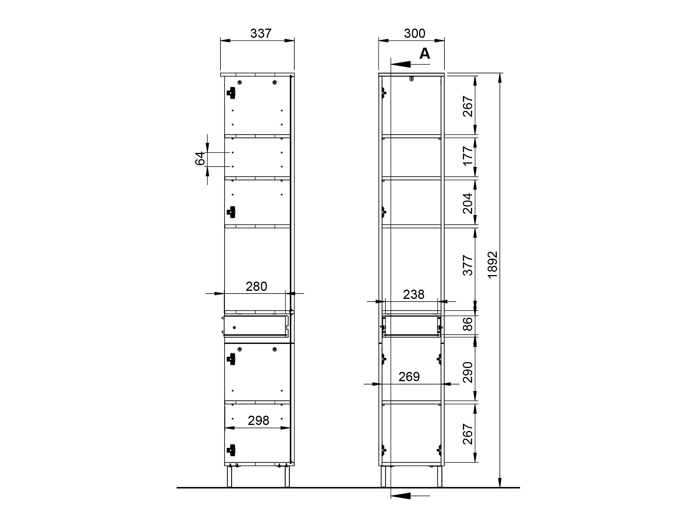 Armario de pie para baño Felfere 105 (Grafito)